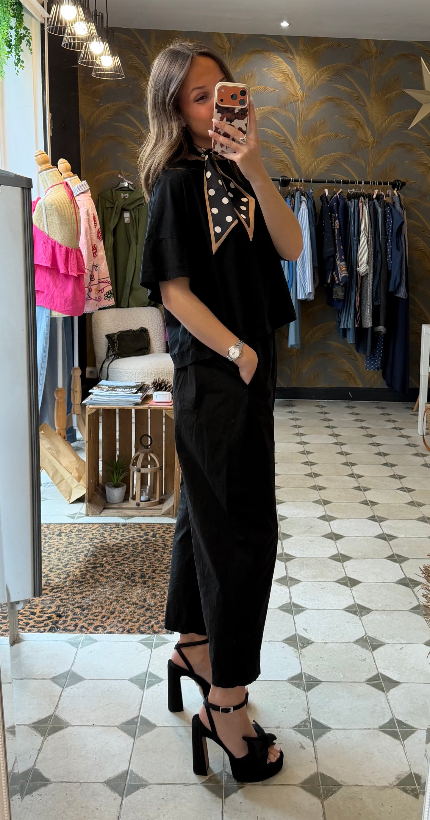 Pantalon Magique en toile fine noir - Johanna Paris