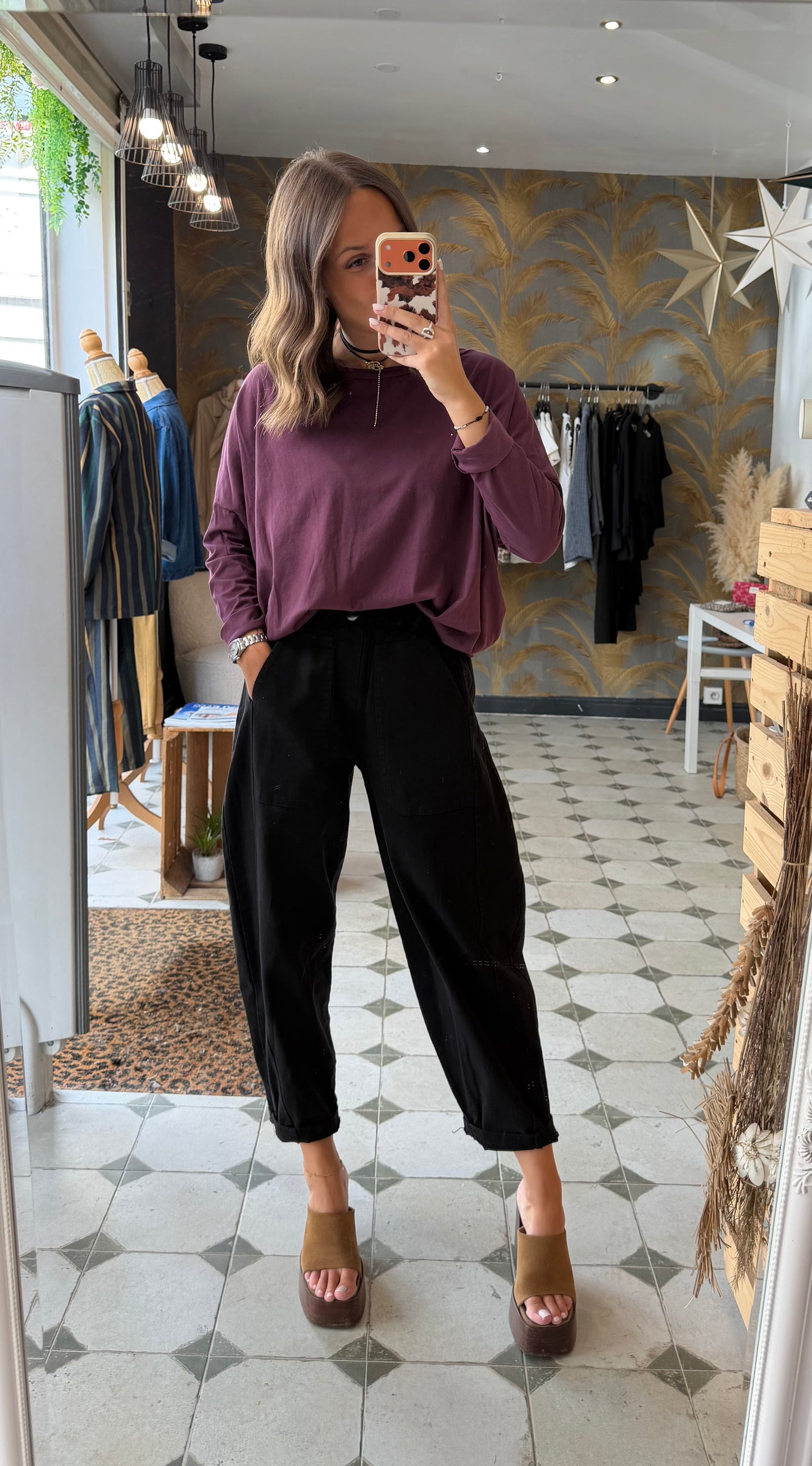 Pantalon en toile forme ballon noir  - Johanna paris