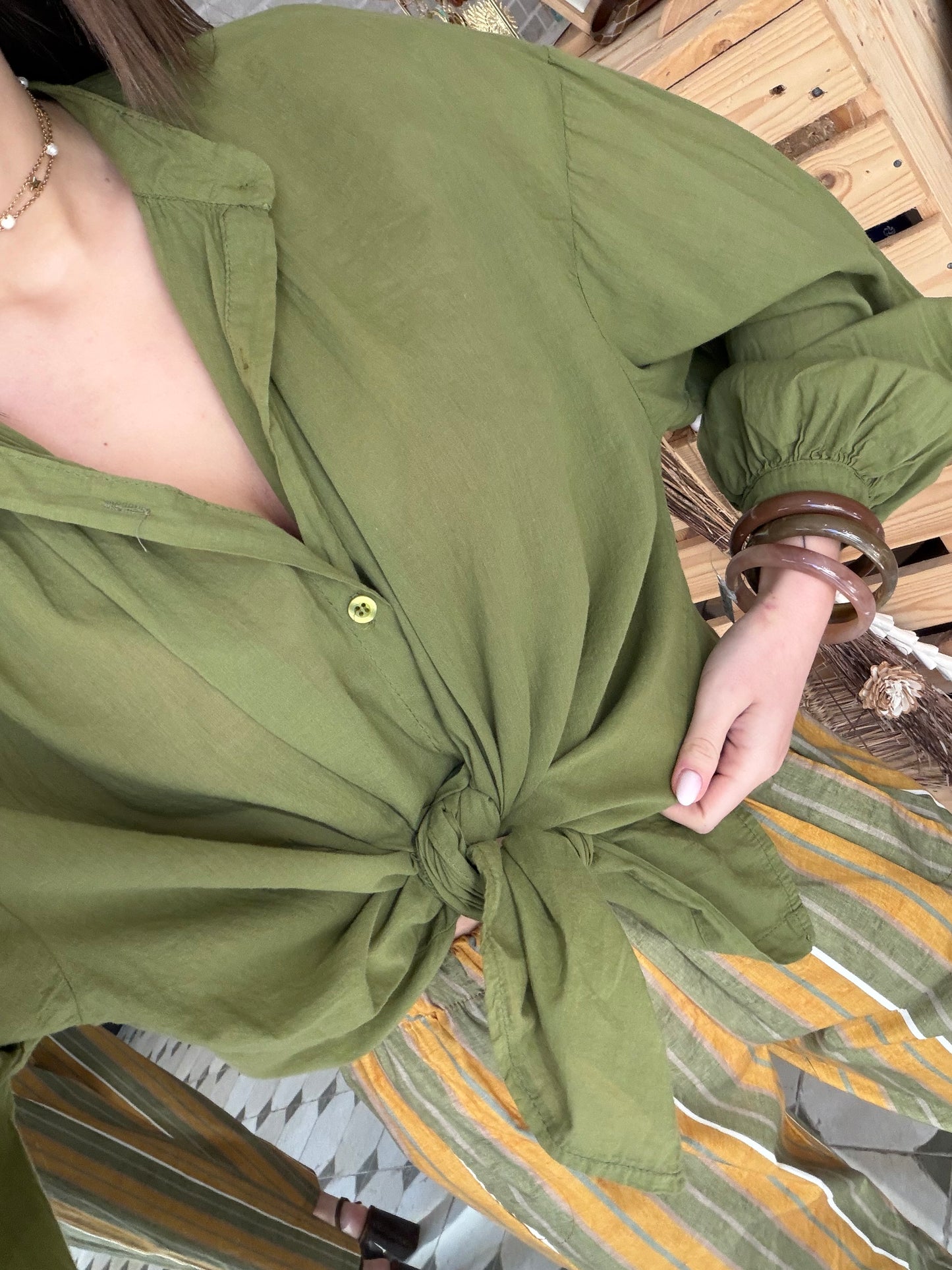 Chemise Clémentine vert olive - Johanna Paris