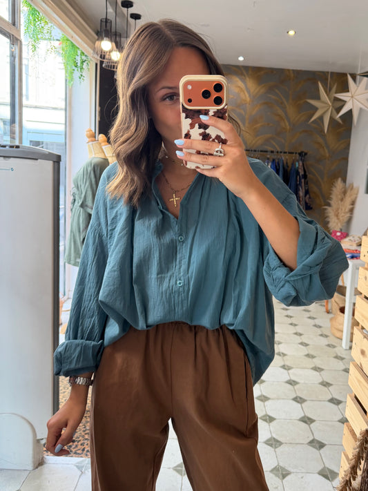 Chemise Clémentine bleu canard - Johanna Paris