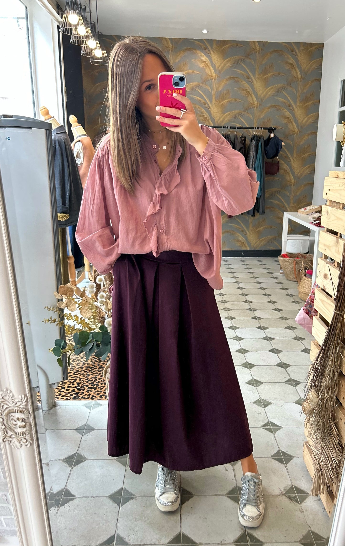 Jupe longue Marlène prune - Johanna Paris
