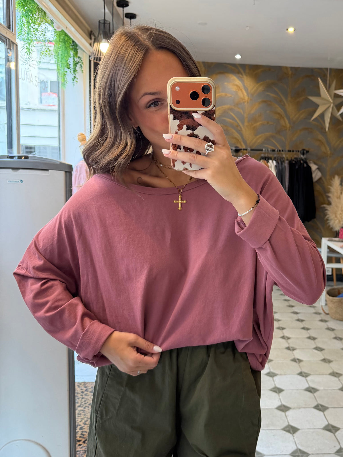 T-Shirt Col Bateau vieux rose - Johanna Paris