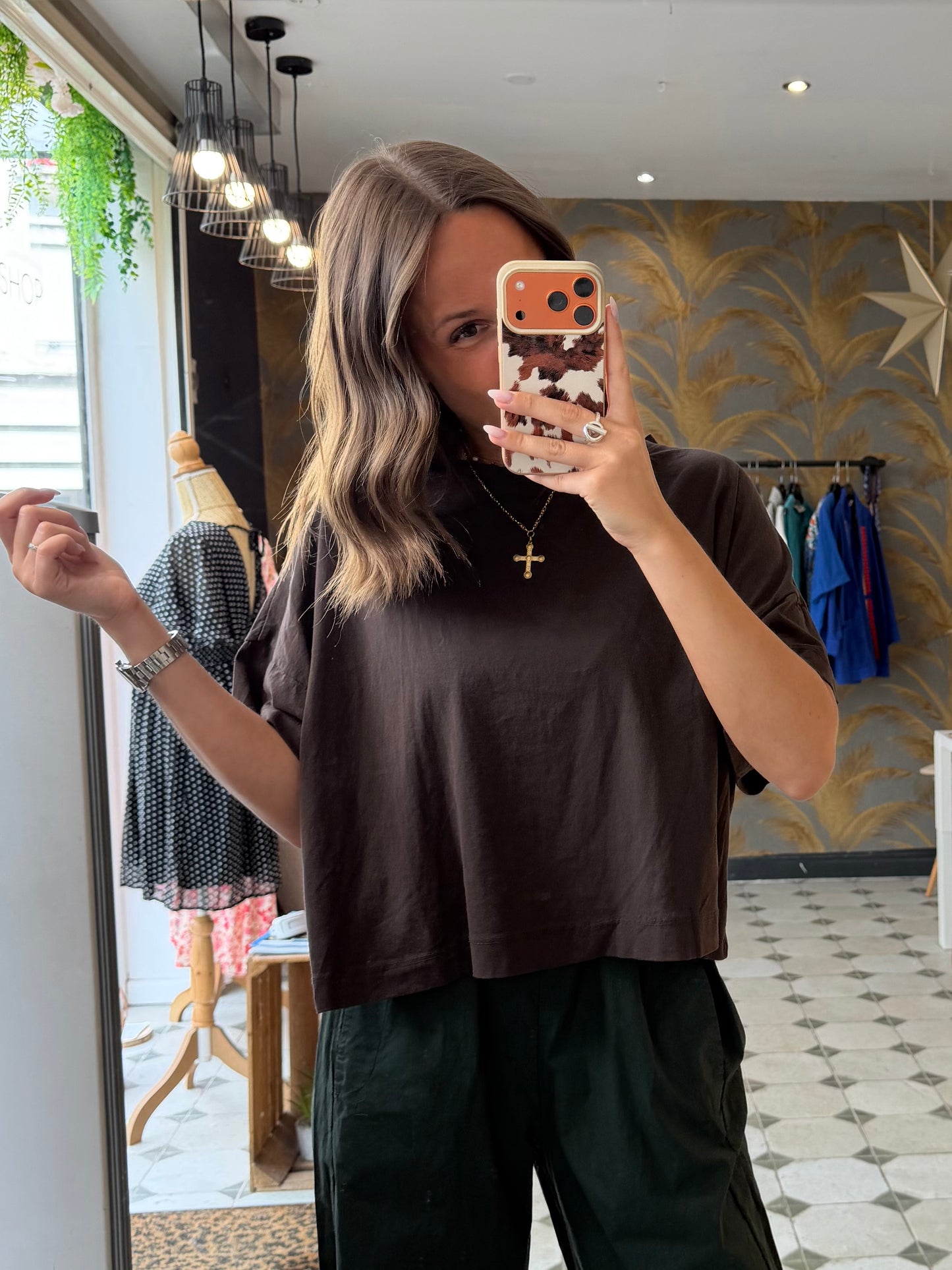 T-Shirt col rond chocolat - Johanna Paris