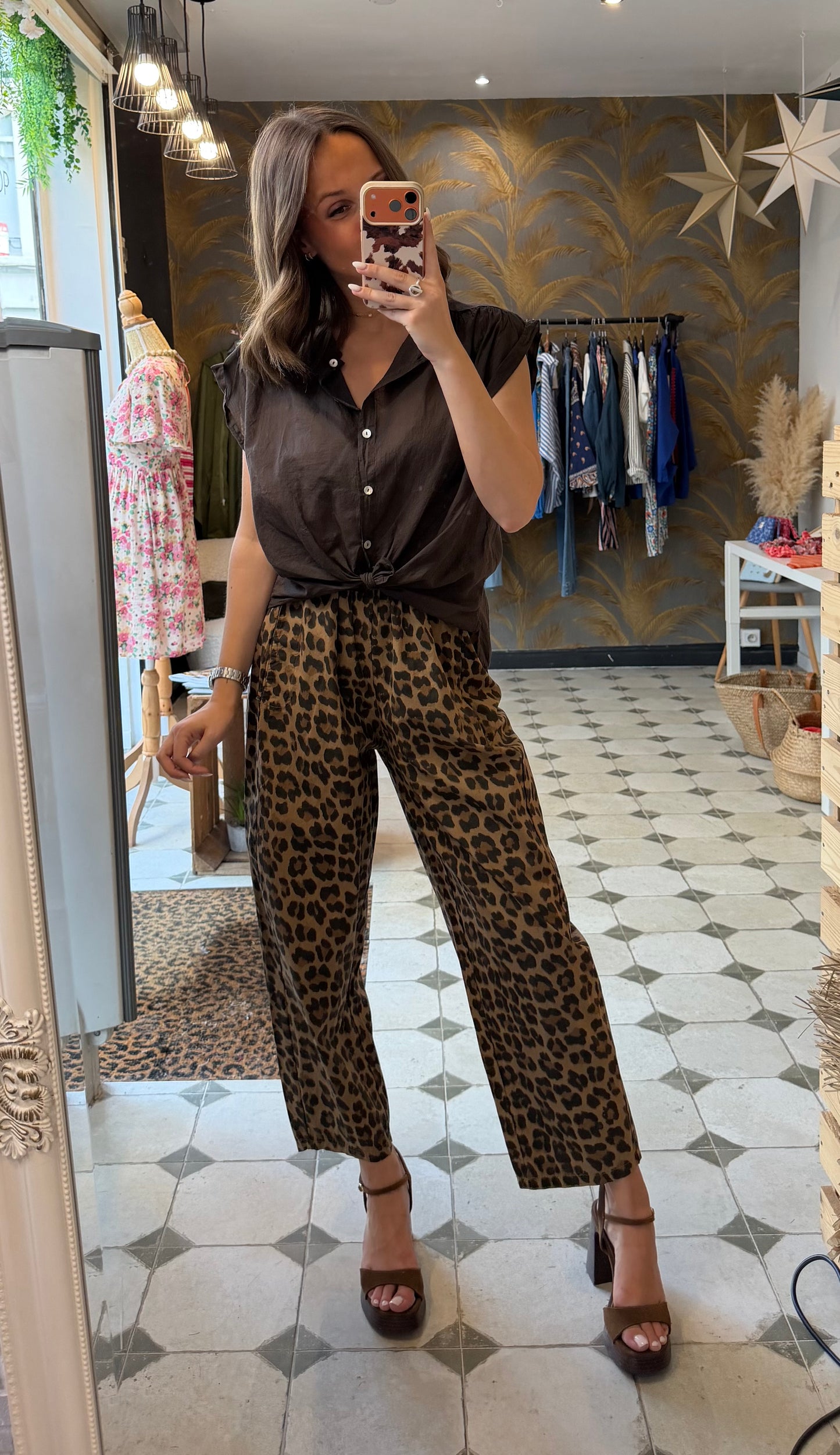 Pantalon Magique en toile fine léopard - Johanna Paris