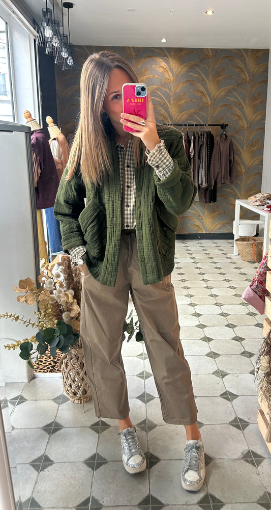 Pantalon Magique en toile beige - Johanna Paris
