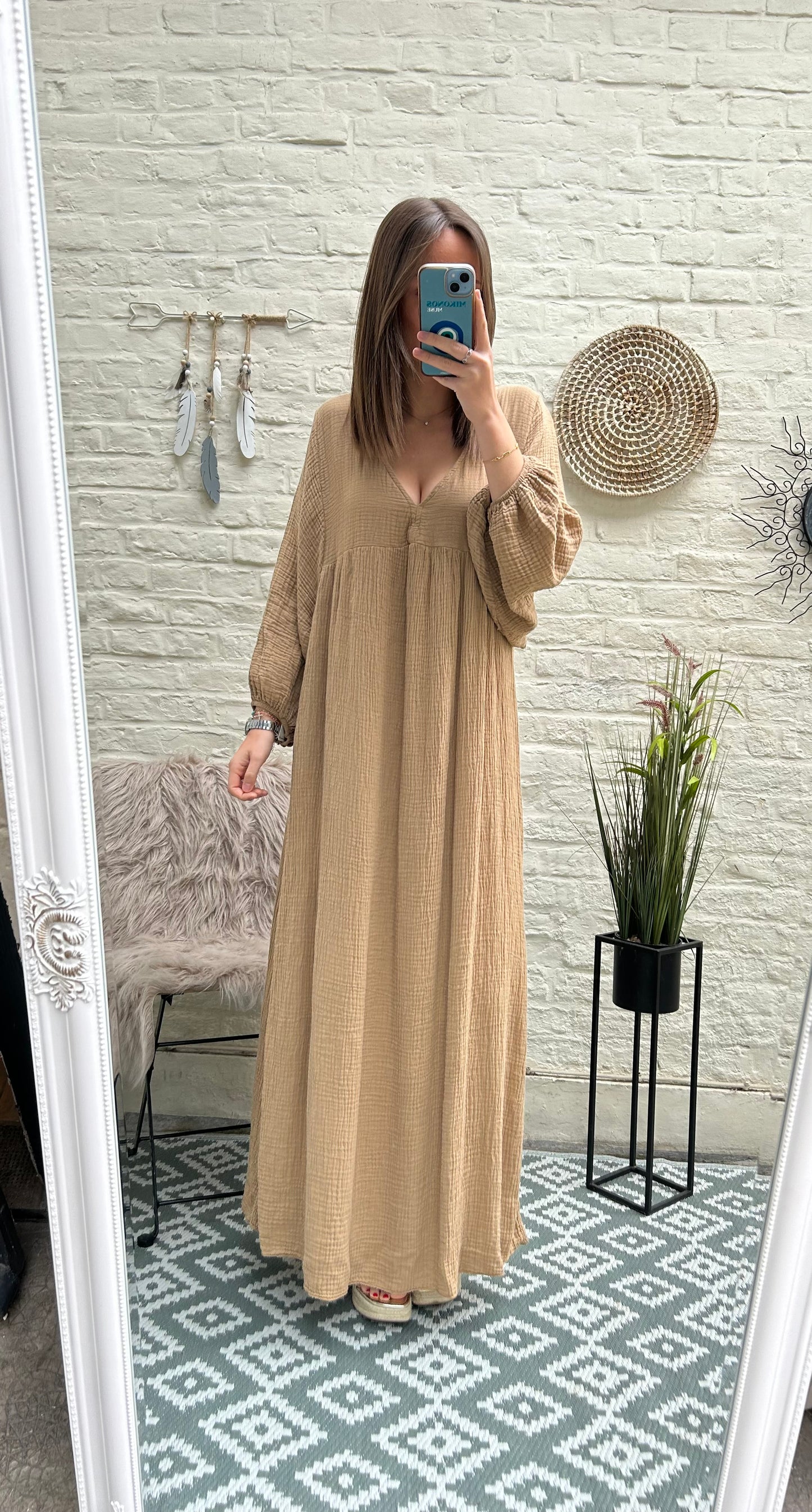 Robe longue en gaze de coton