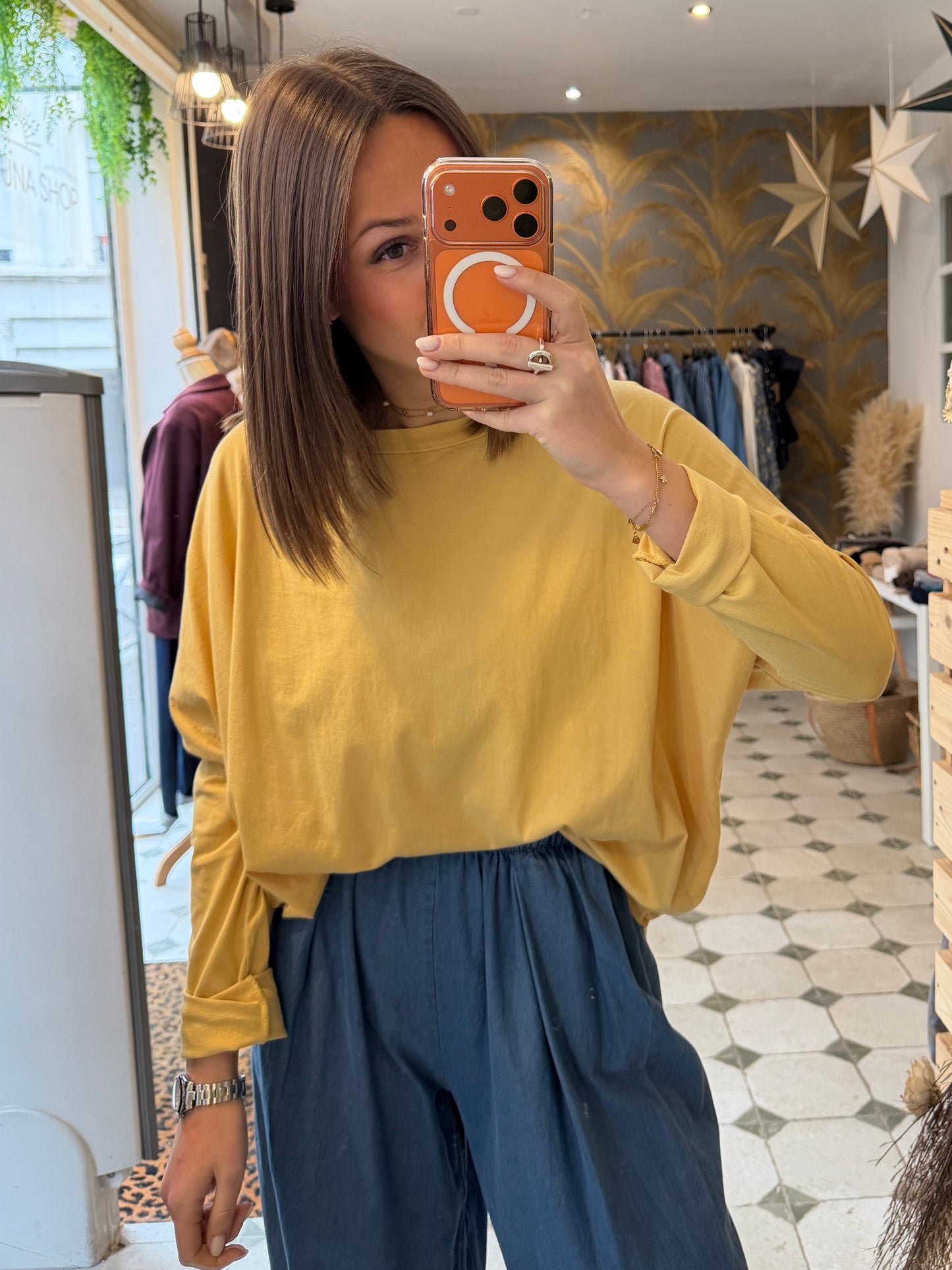 T-Shirt Col Bateau jaune - Johanna Paris