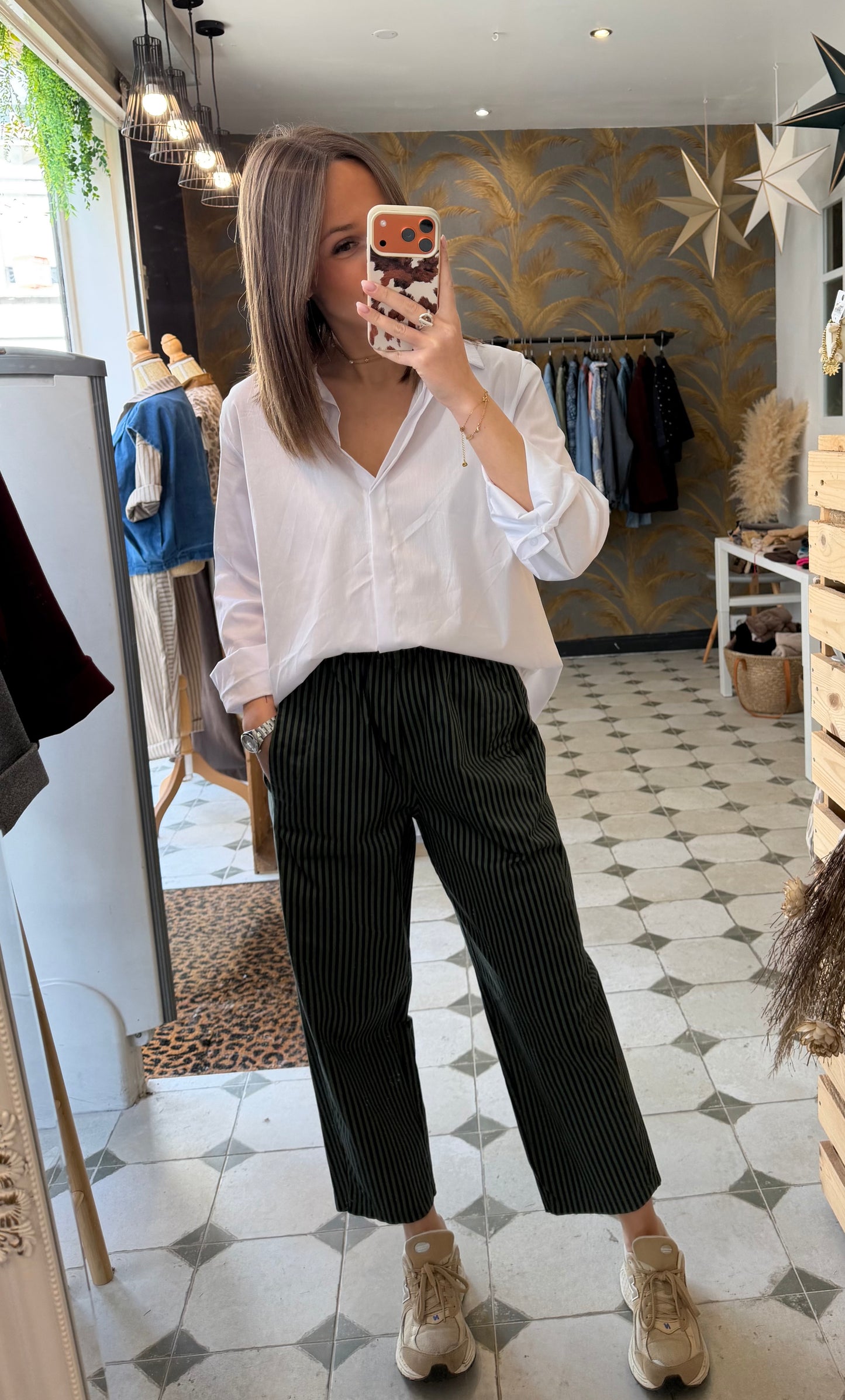 Pantalon magique rayé vert  - Johanna Paris