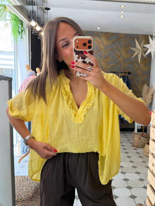 Blouse Aria manches courtes jaune - Johanna Paris