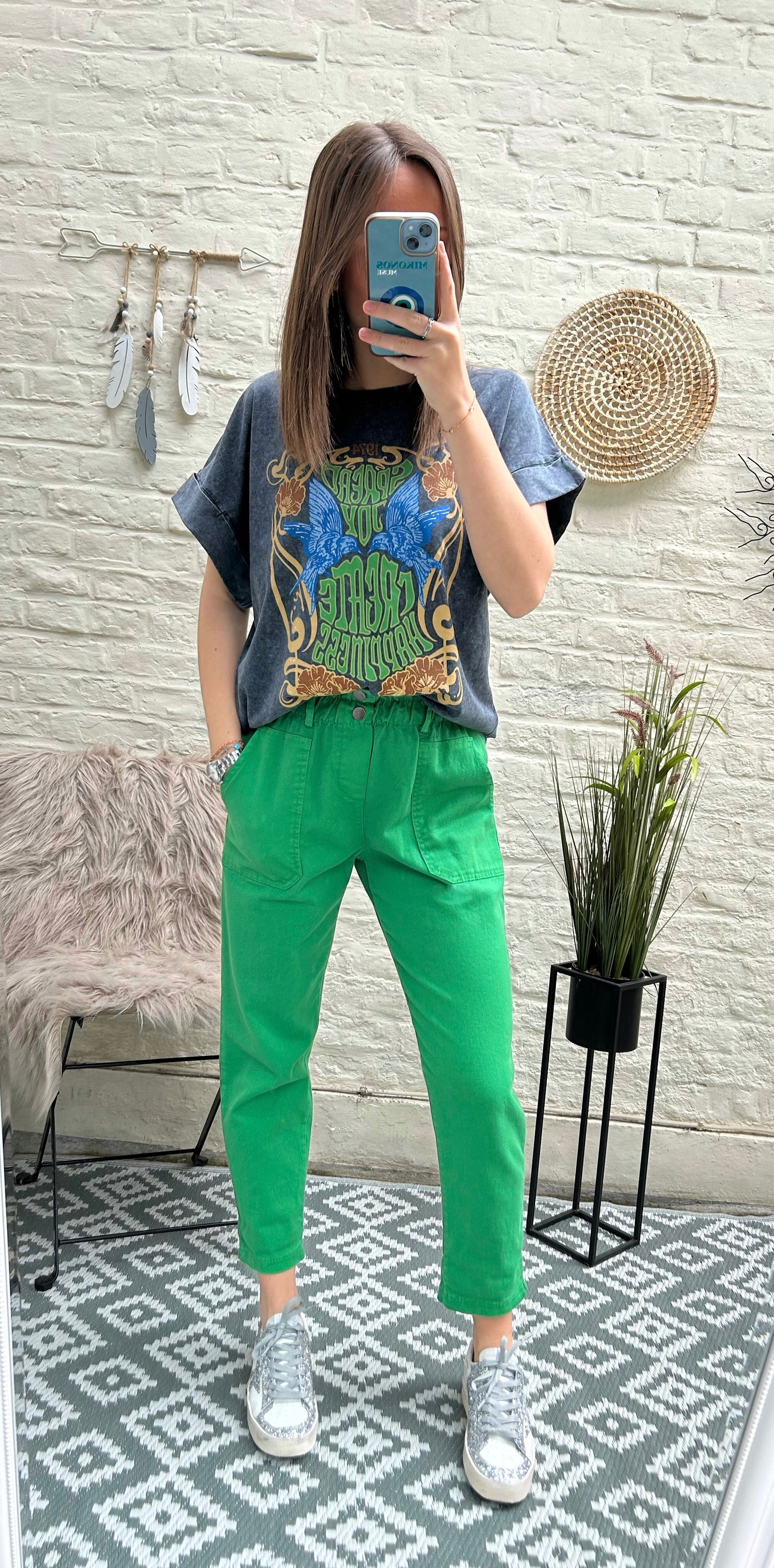 Pantalon en toile vert -Johanna Paris