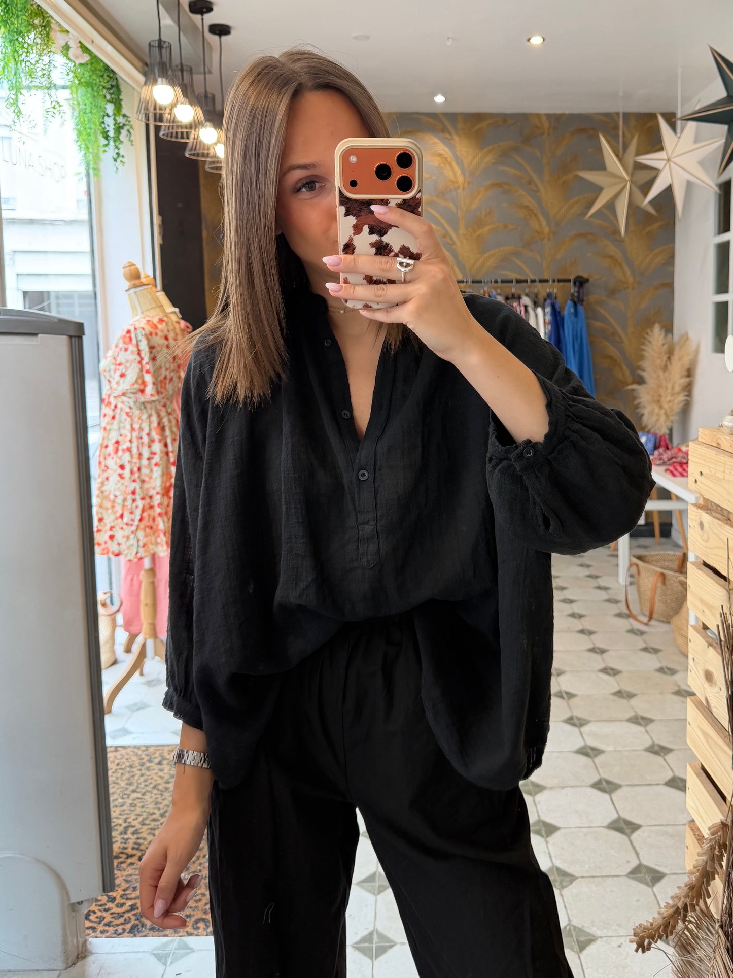 Chemise Ava en Garza noir - Johanna Paris