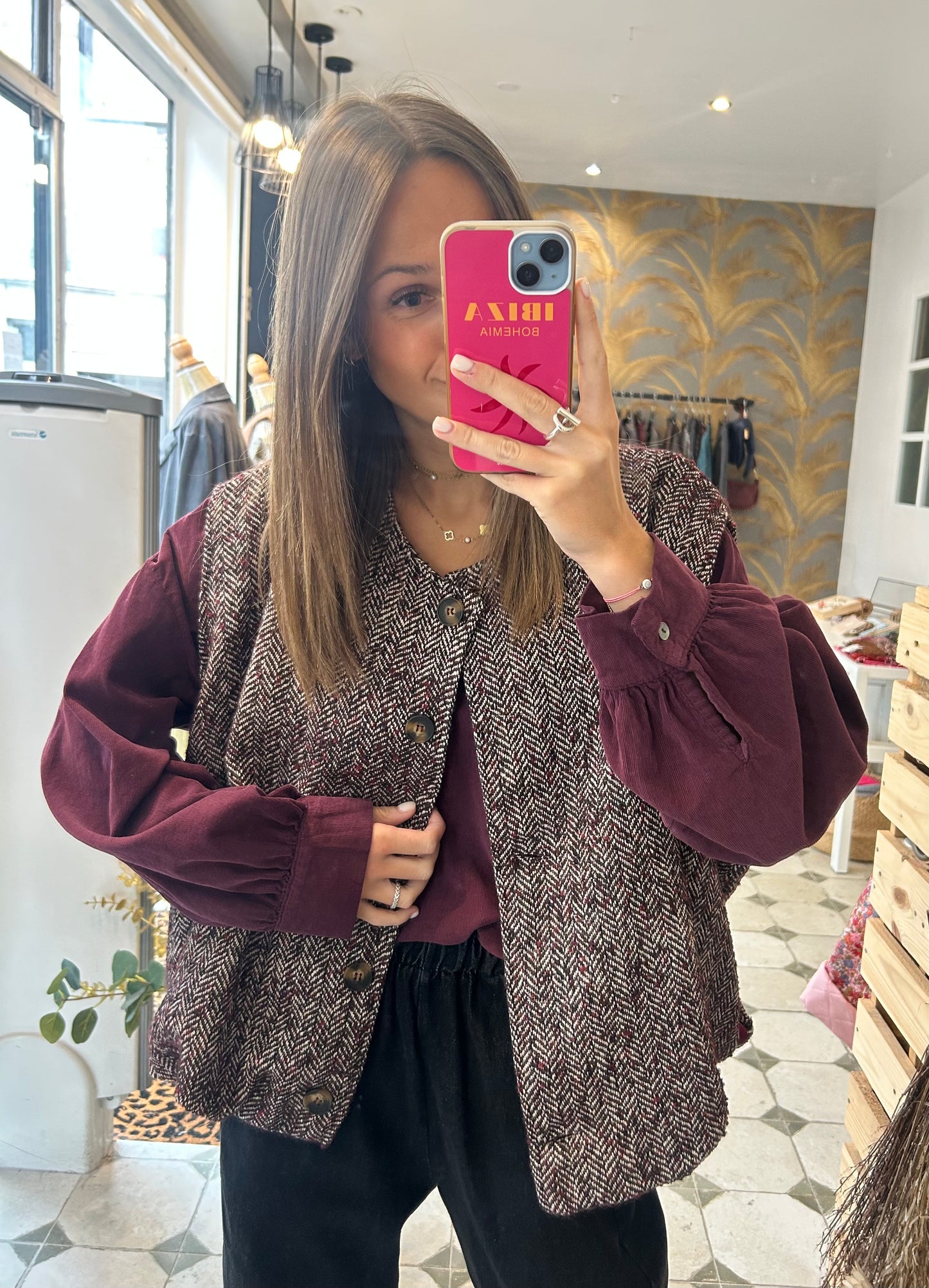 Gilet sans manches Albane prune  - Johanna Paris