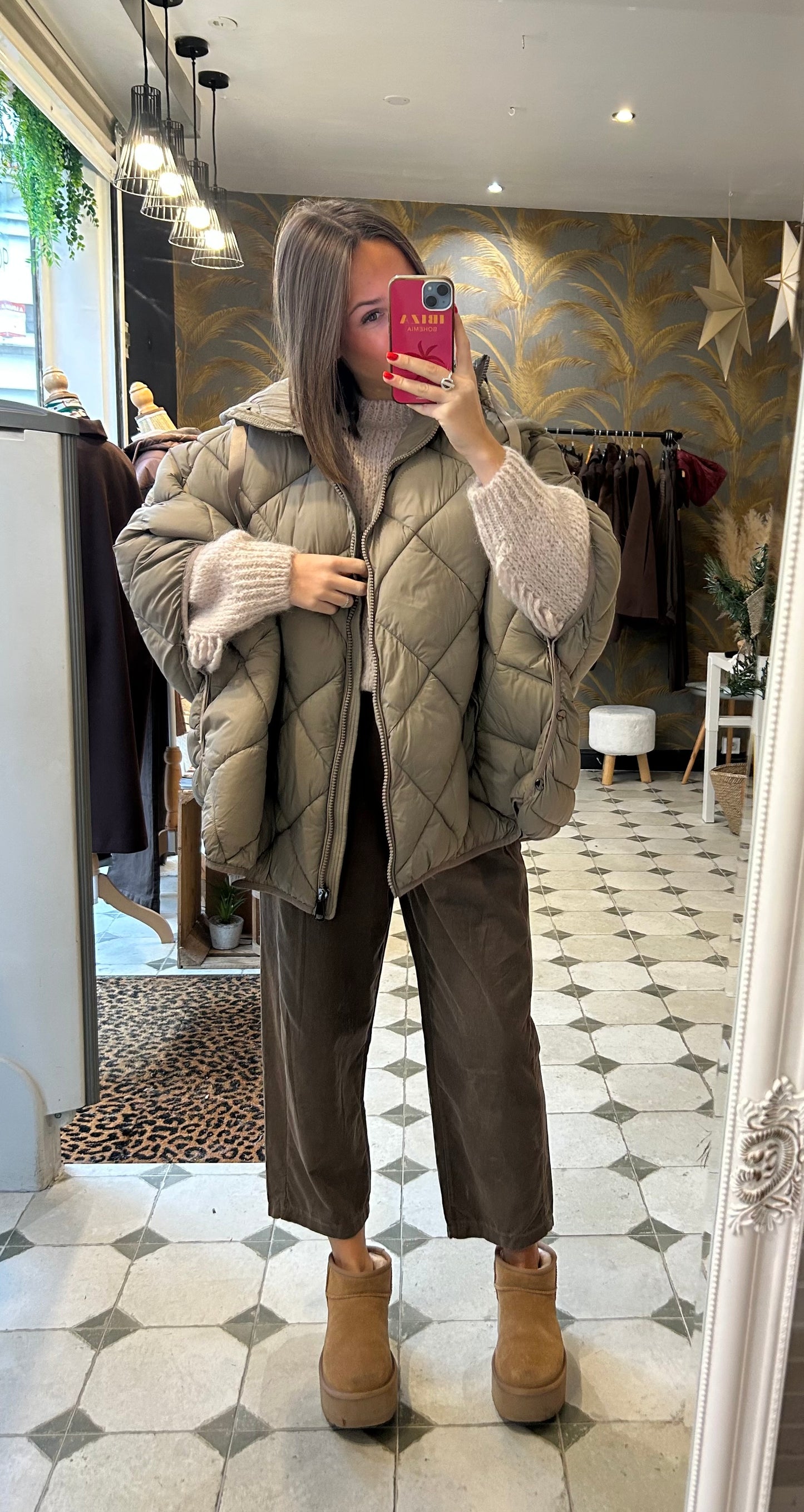 Doudoune cape taupe - Johanna Paris