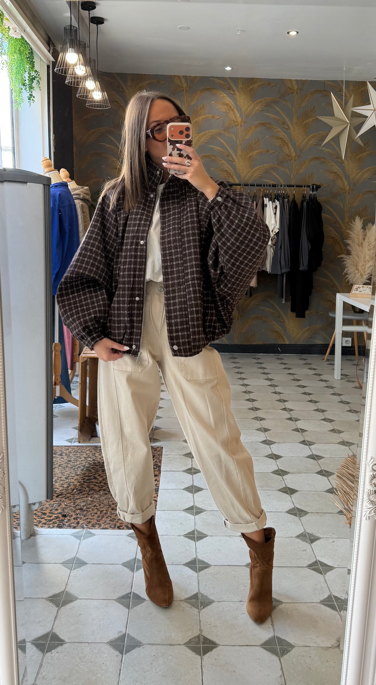 Blouson boule à carreaux - Johanna Paris