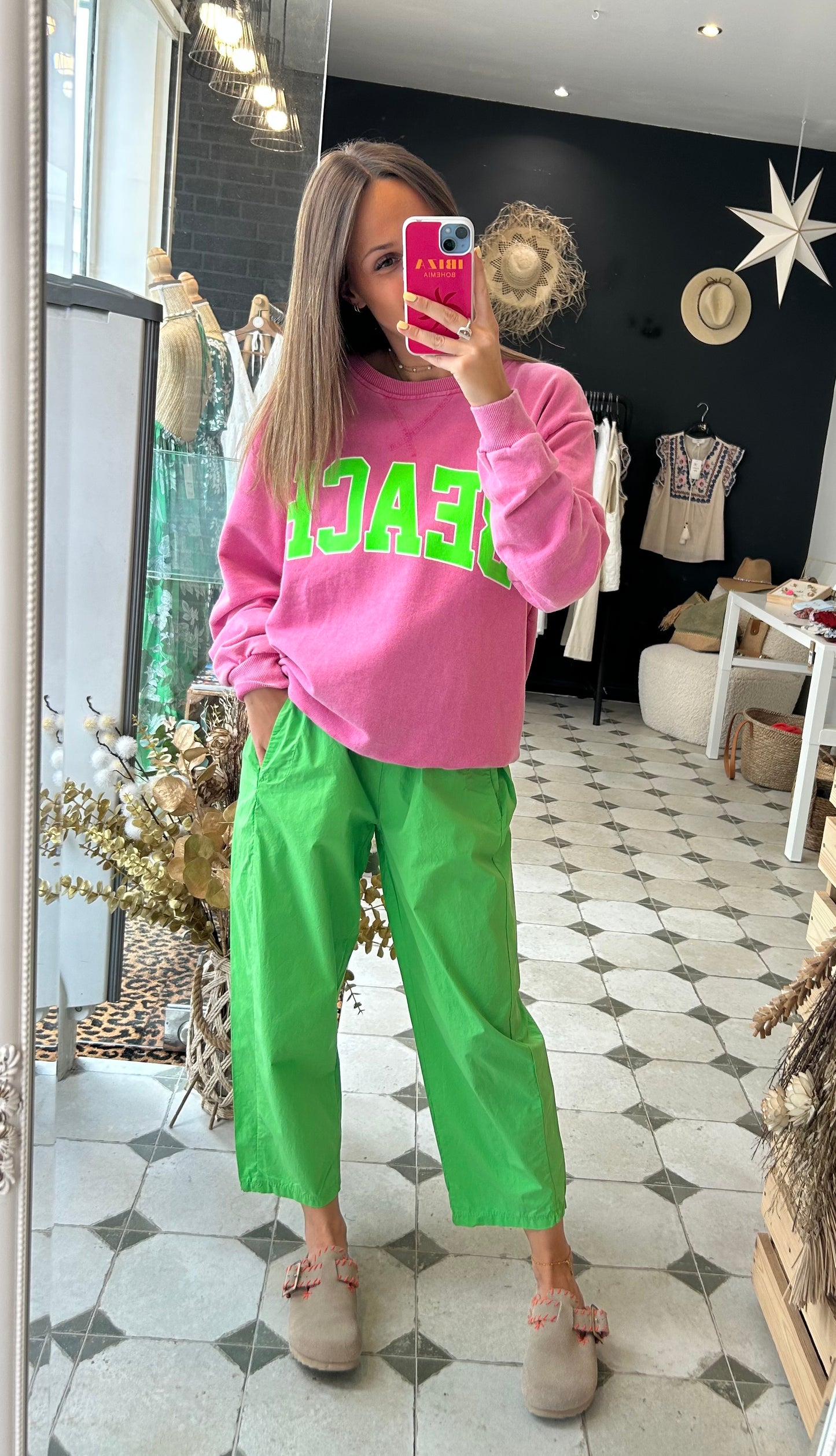 Pantalon Magique en toile fine vert - Johanna Paris