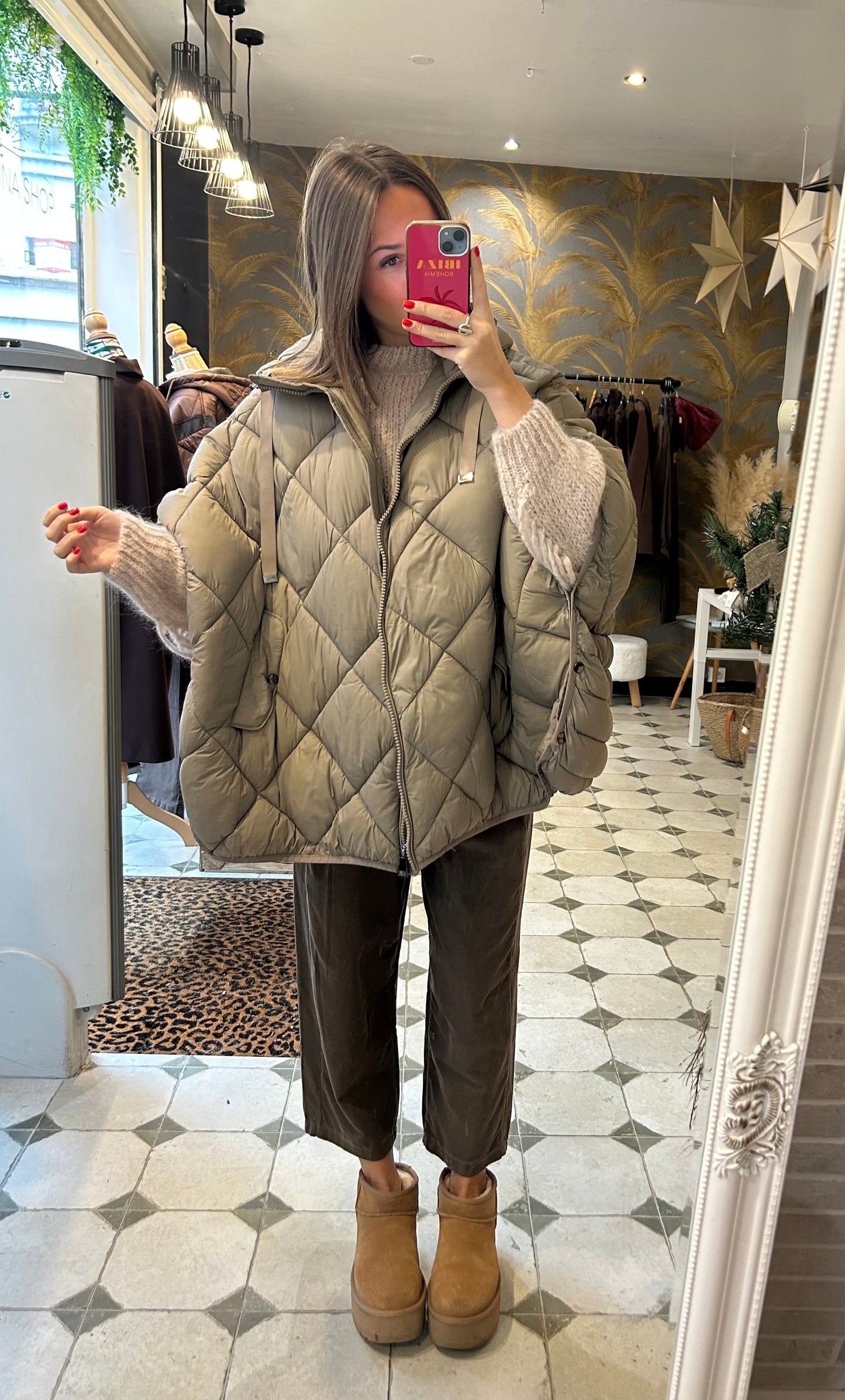 Doudoune cape taupe - Johanna Paris