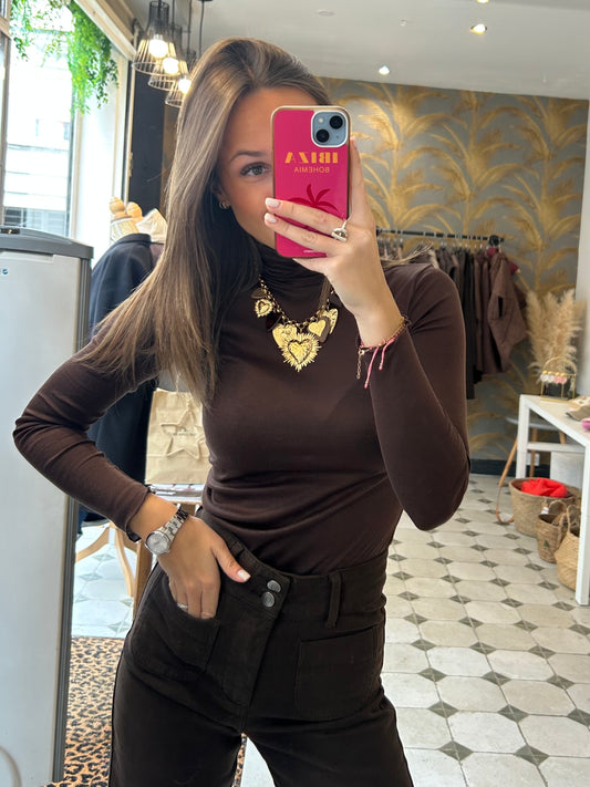 Col roulé fin chocolat