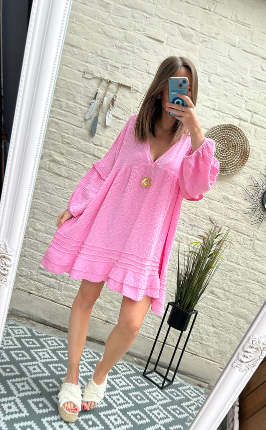 Robe courte en gaze de coton