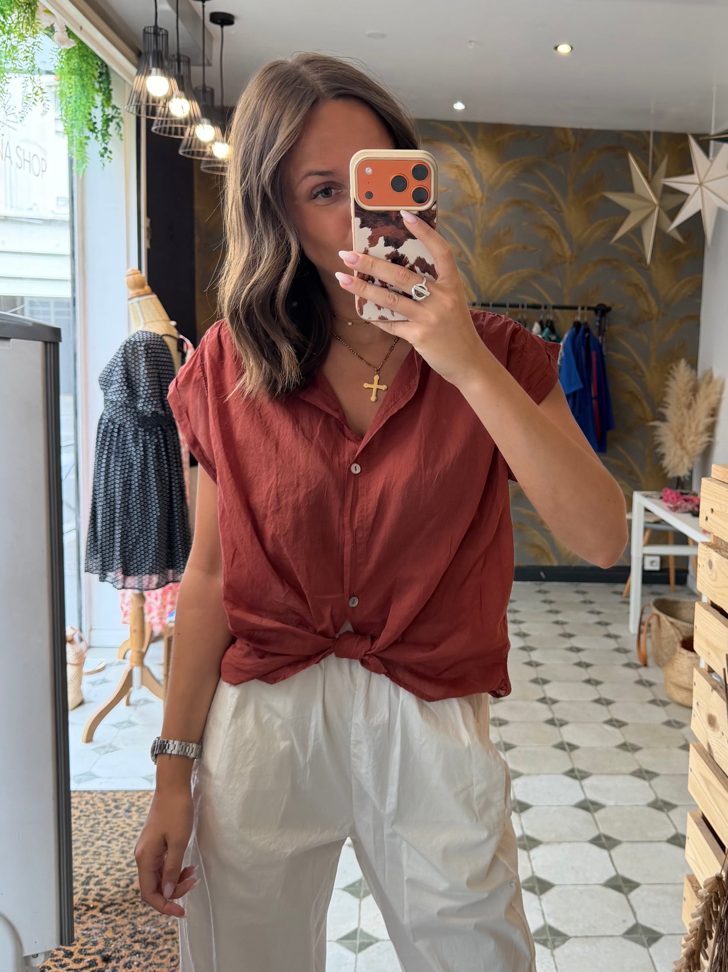 Blouse sans manches Myla terracotta - Johanna Paris