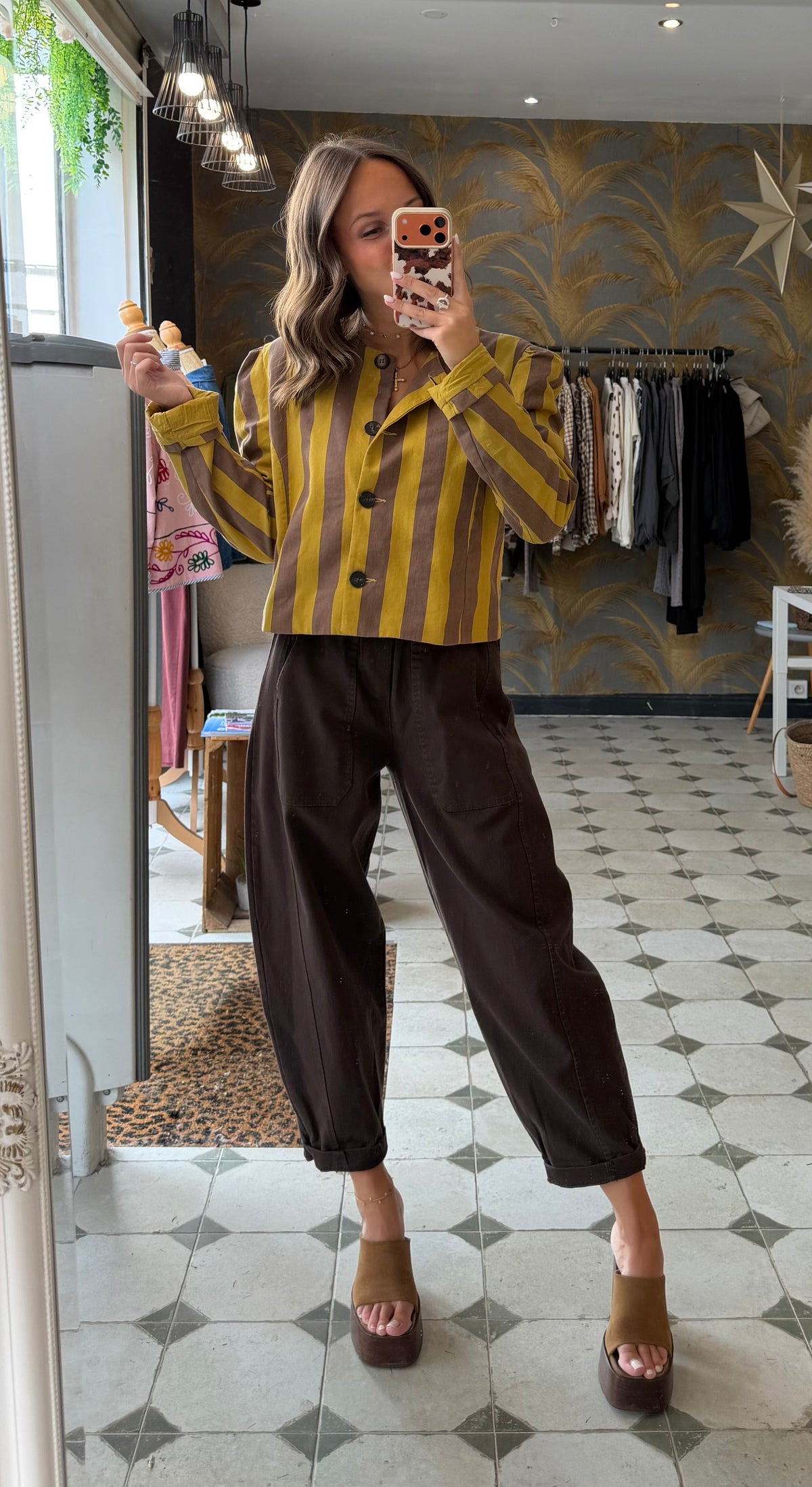 Pantalon en toile forme ballon chocolat - Johanna paris