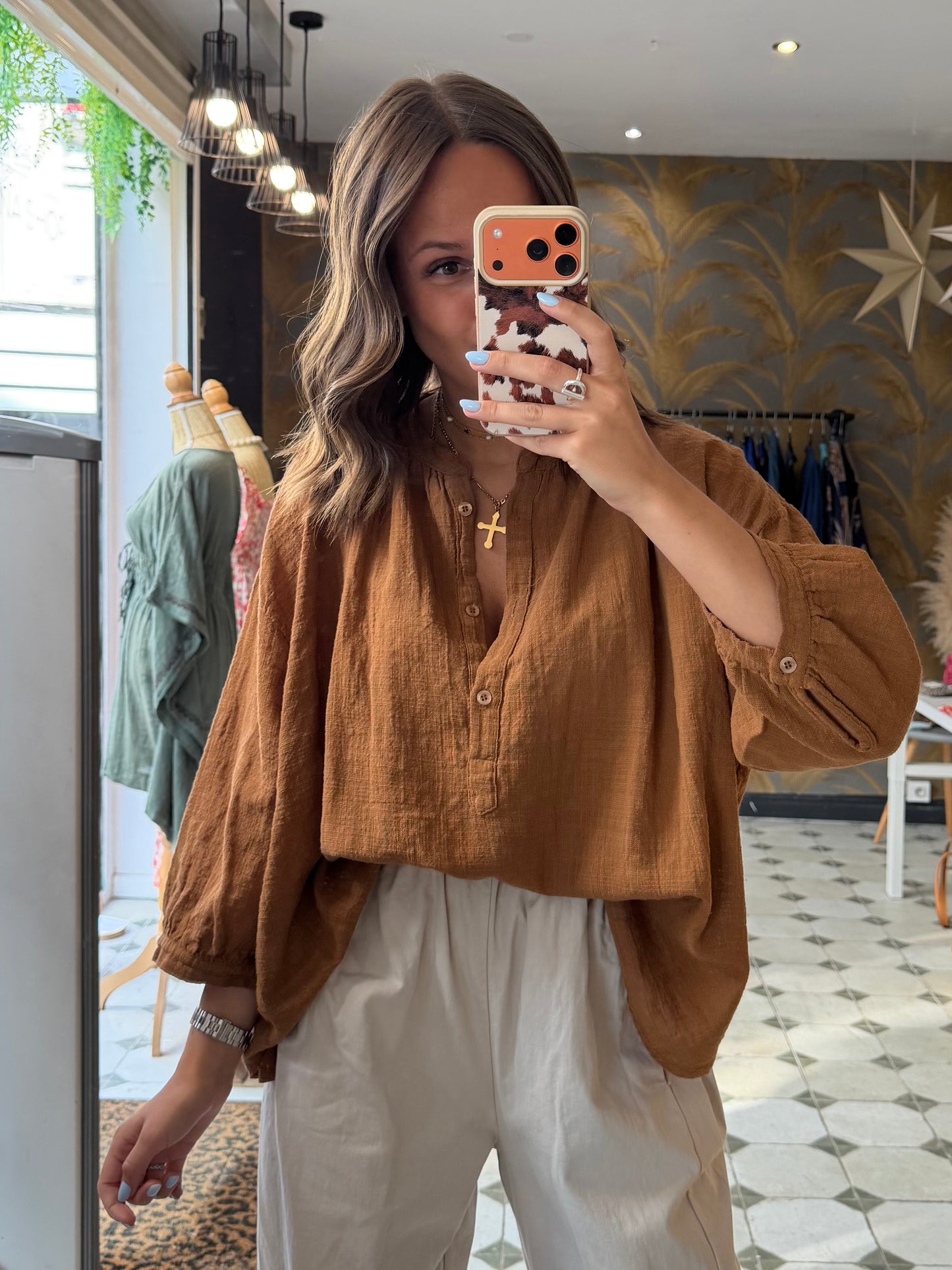 Chemise Ava en Garza Camel - Johanna Paris