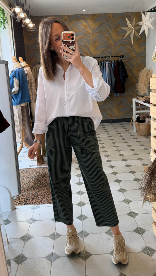 Pantalon magique rayé vert  - Johanna Paris