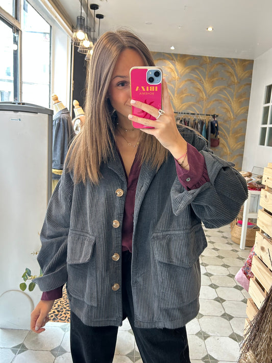 Veste en velours Mélissa grise - Johanna Paris