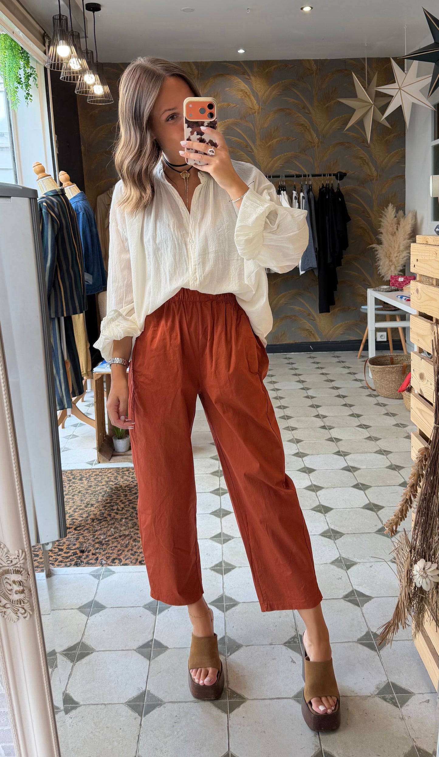 Pantalon Magique en toile brique - Johanna Paris