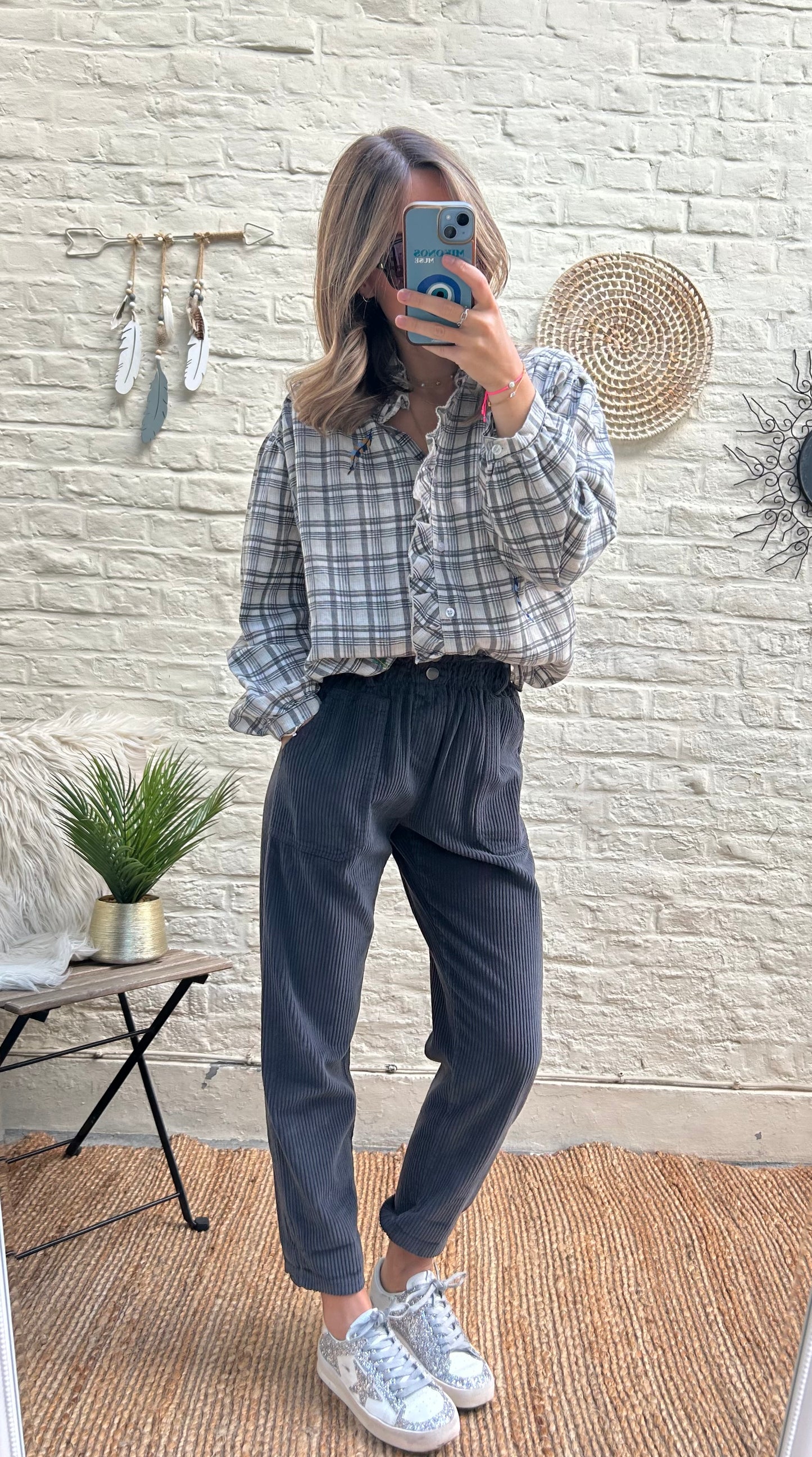 Pantalon en velours gris - Johanna Paris