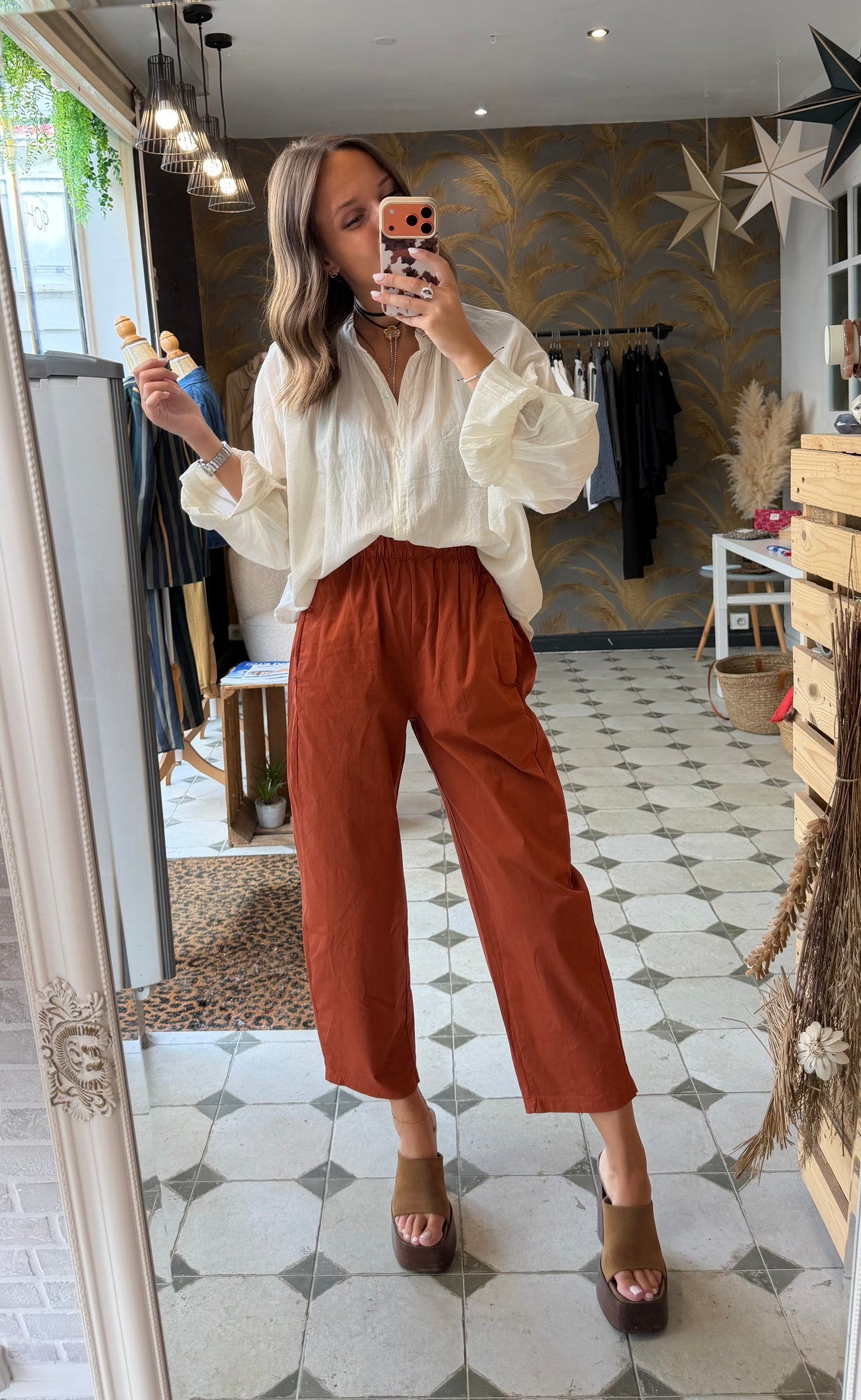Pantalon Magique en toile brique - Johanna Paris