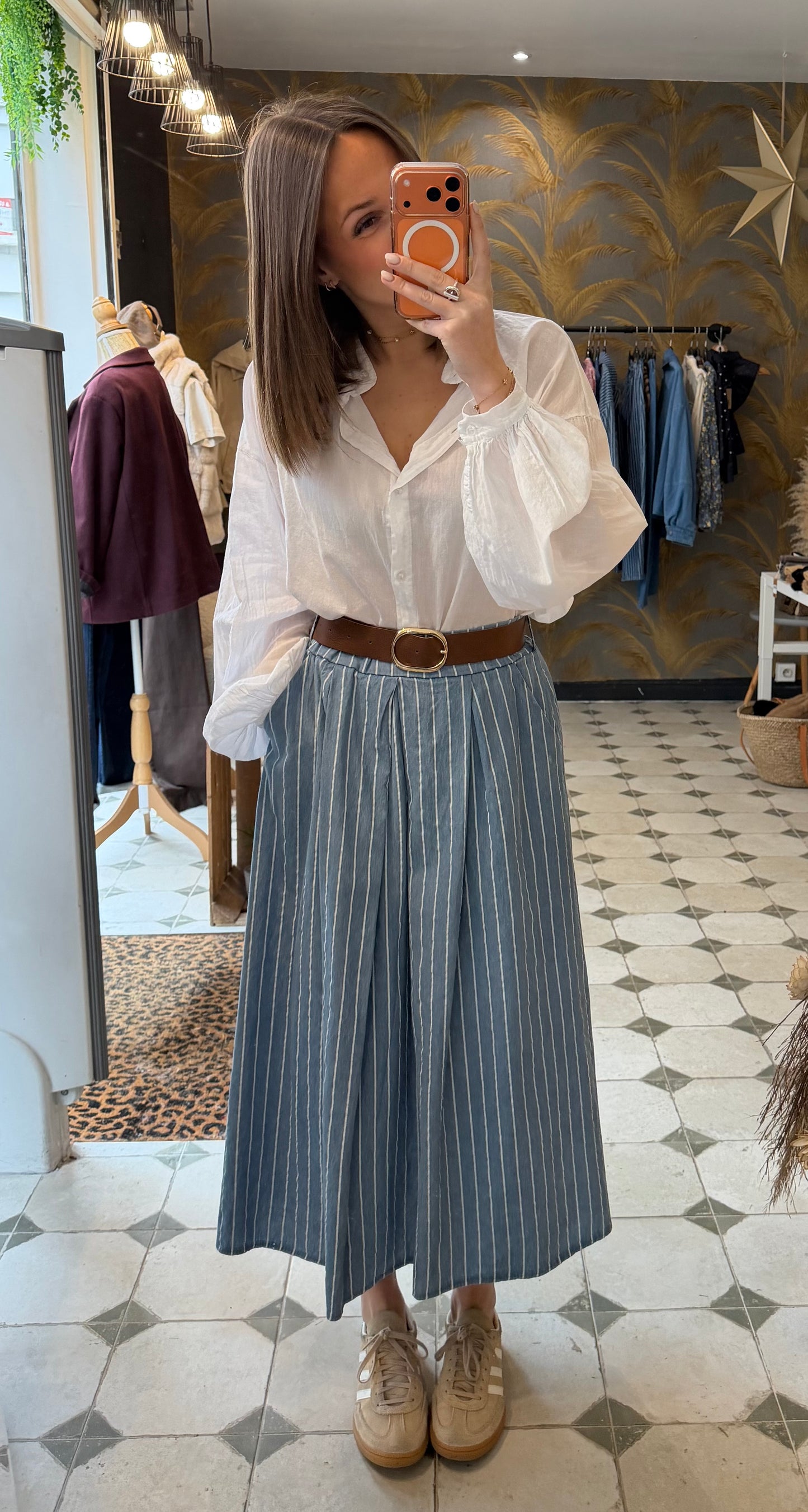 Jupe longue Marlène avec des rayures - Johanna Paris