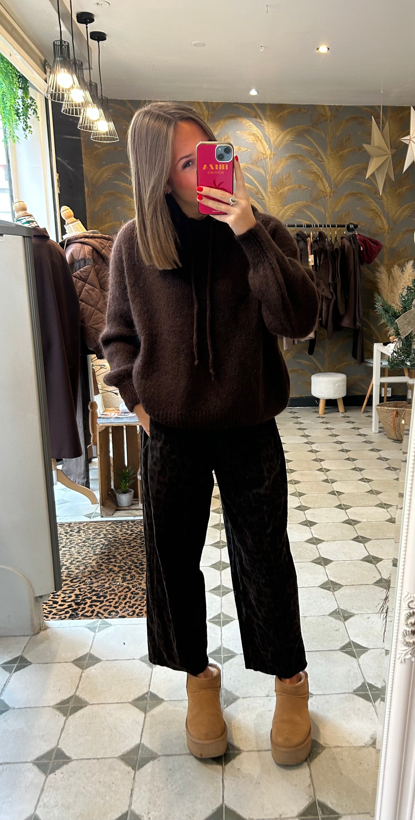 Pantalon Magique en velours léopard chocolat - Johanna Paris