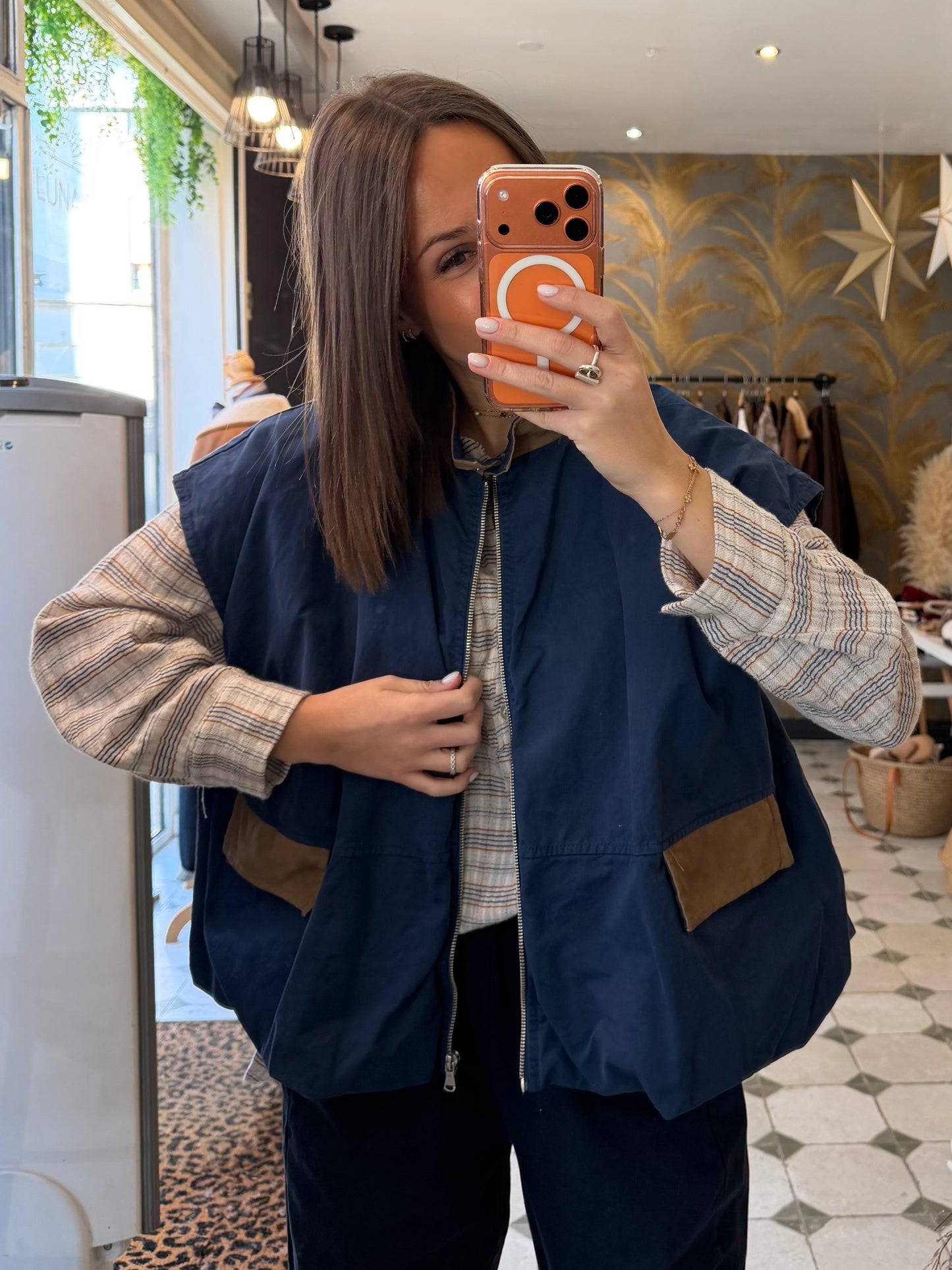 Gilet sans manches Octavie bleu marine - Johanna Paris