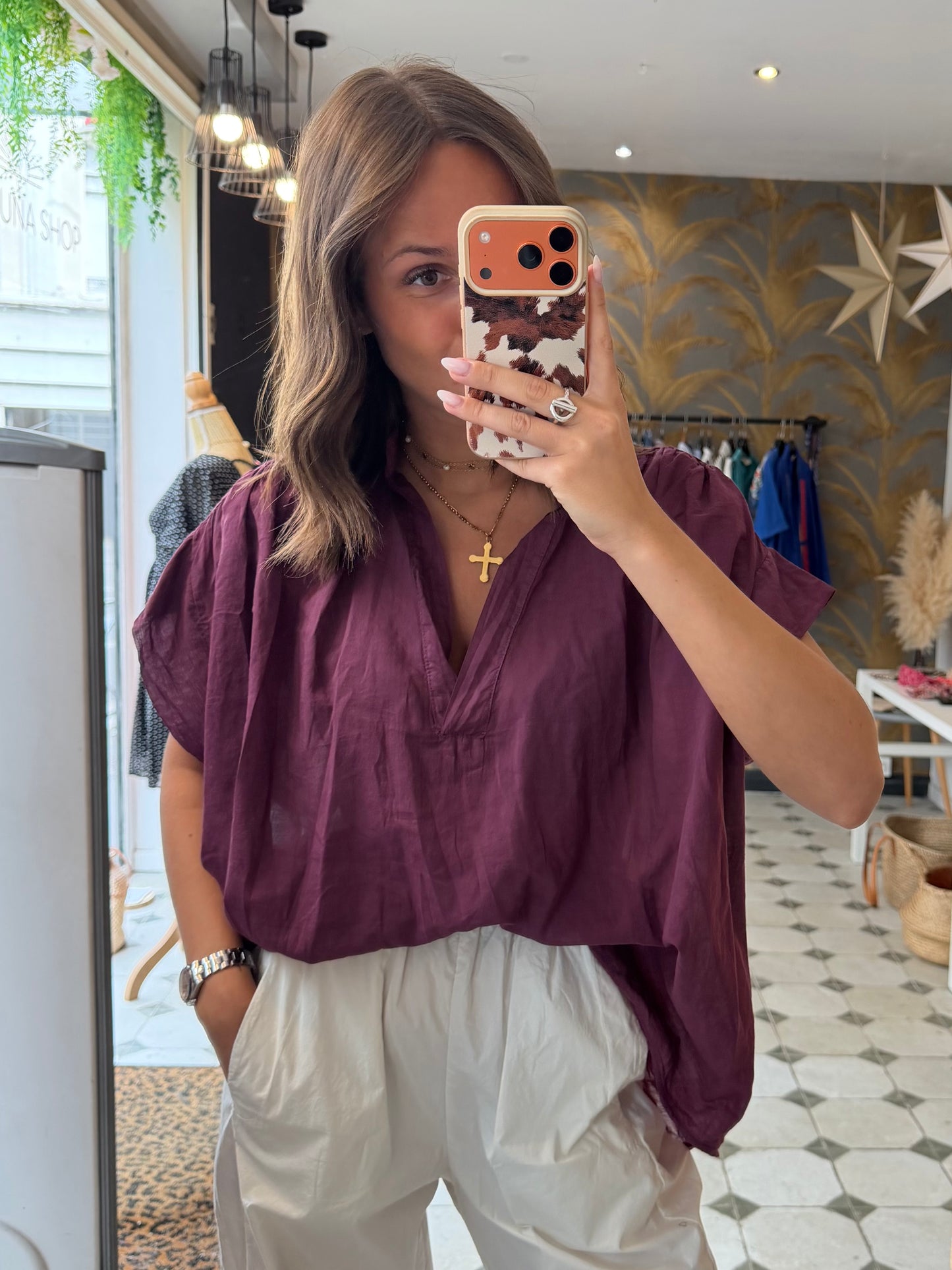 Blouse sans manches Lila prune - Johanna Paris