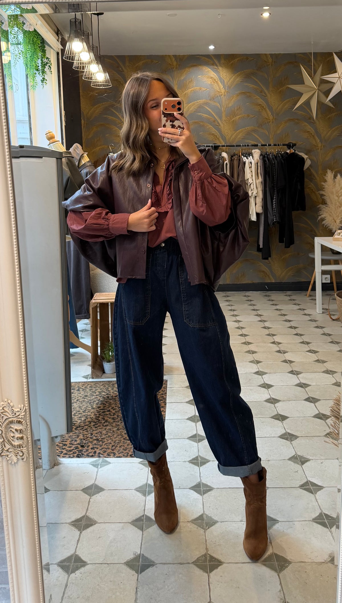 Chemise en similicuir bordeaux - Johanna Paris