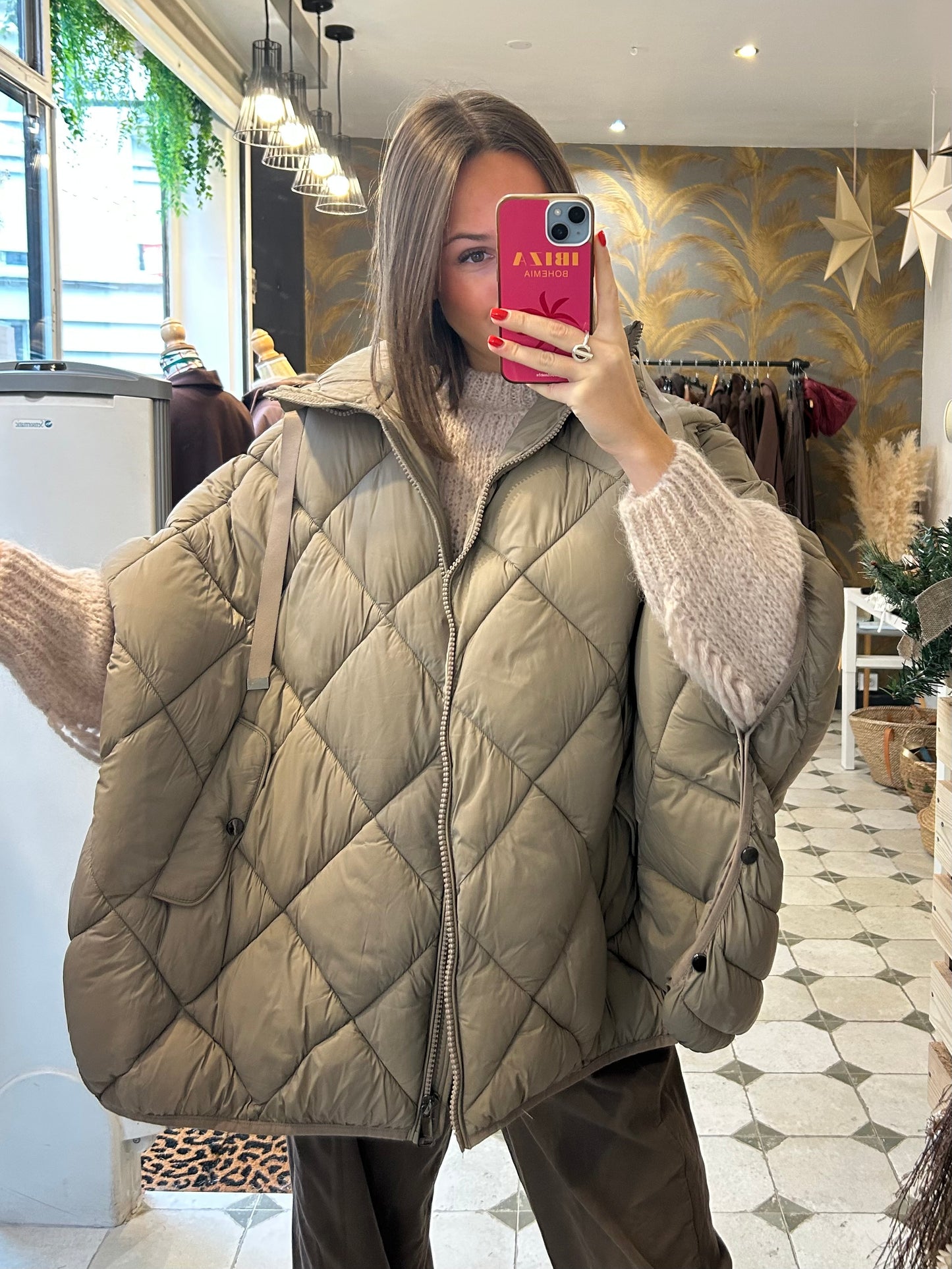 Doudoune cape taupe - Johanna Paris