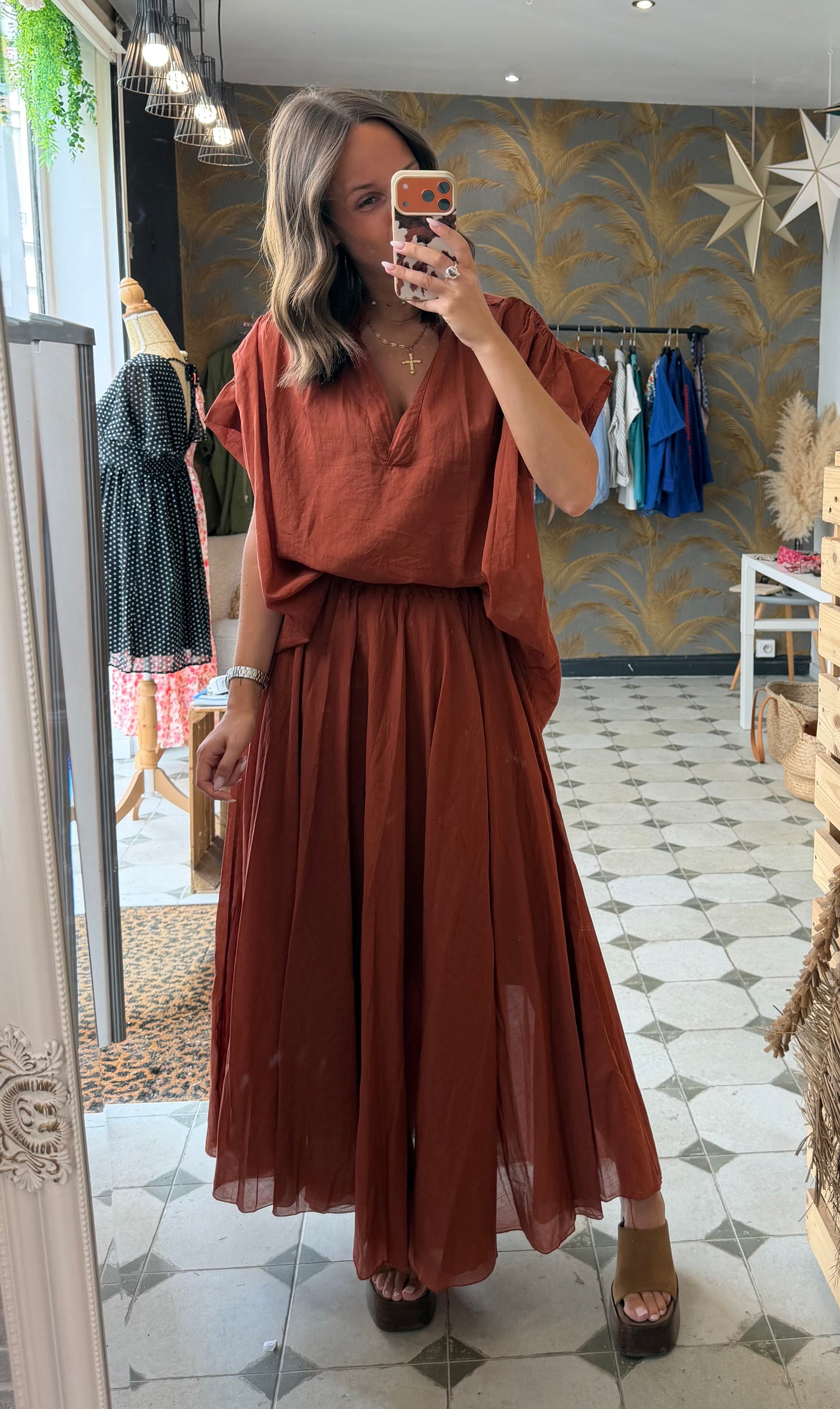 Blouse sans manches Lila terracotta - Johanna Paris