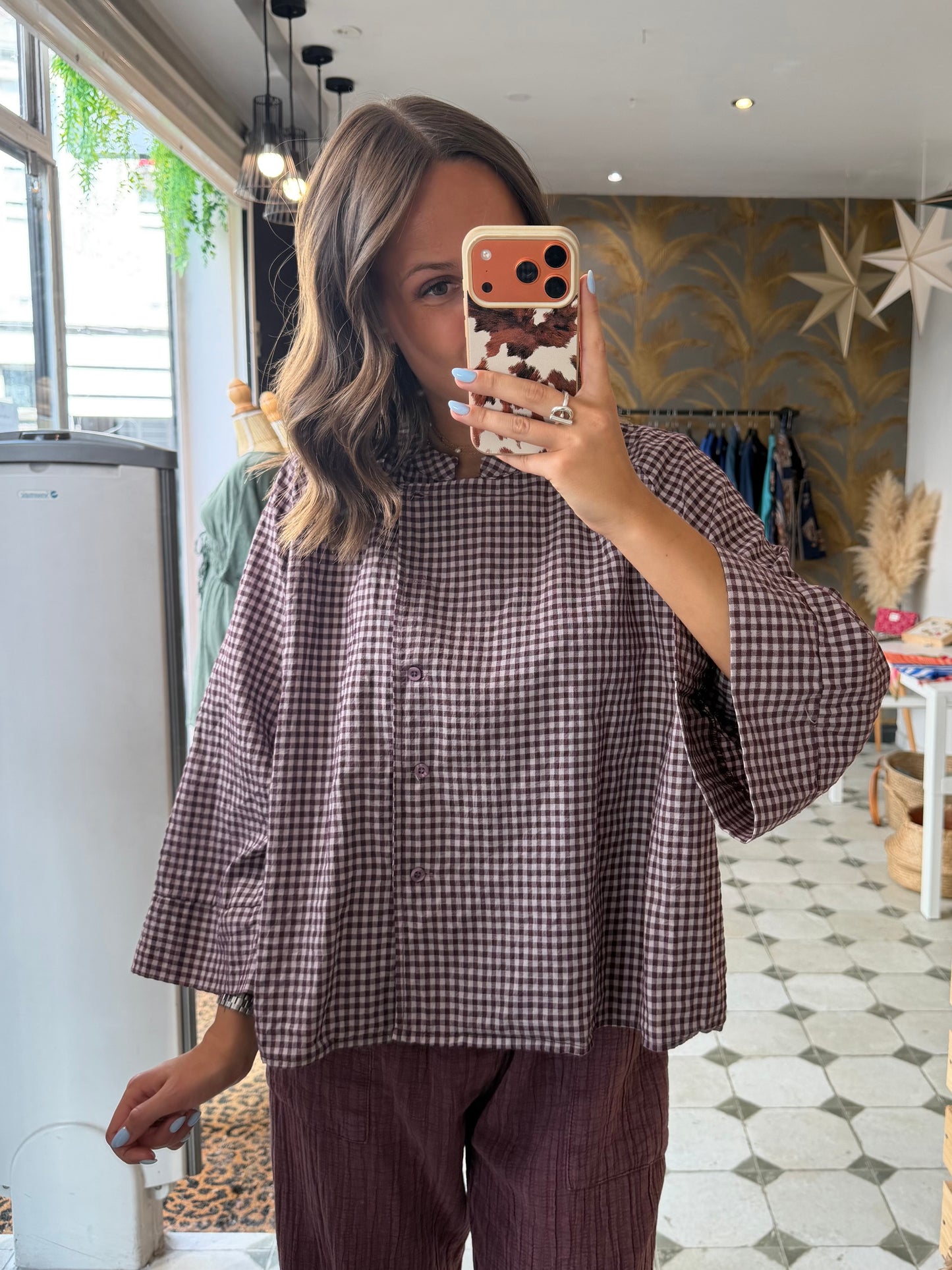 Blouse à carreaux prune - Johanna Paris