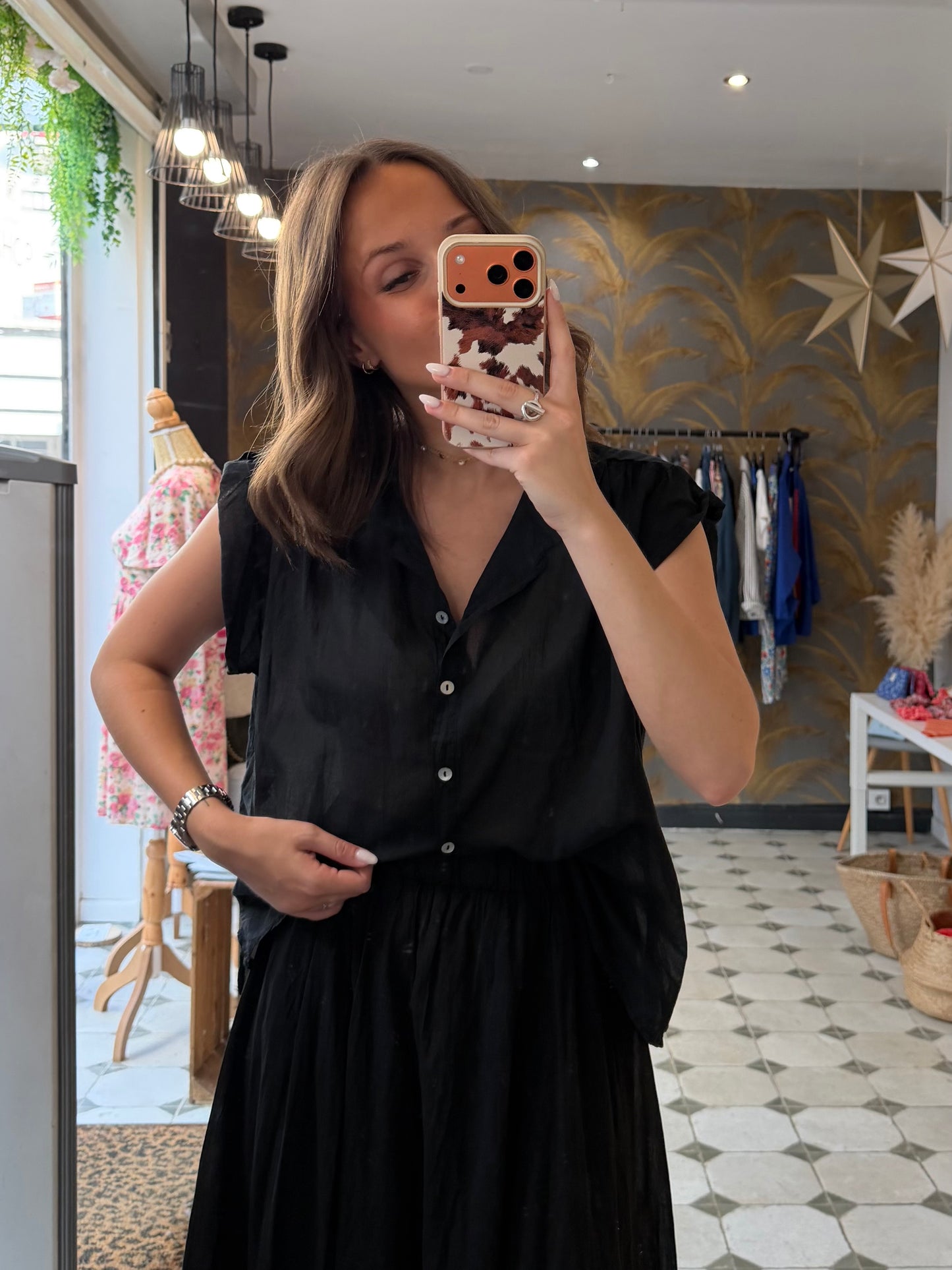Blouse sans manches Myla noire - Johanna Paris