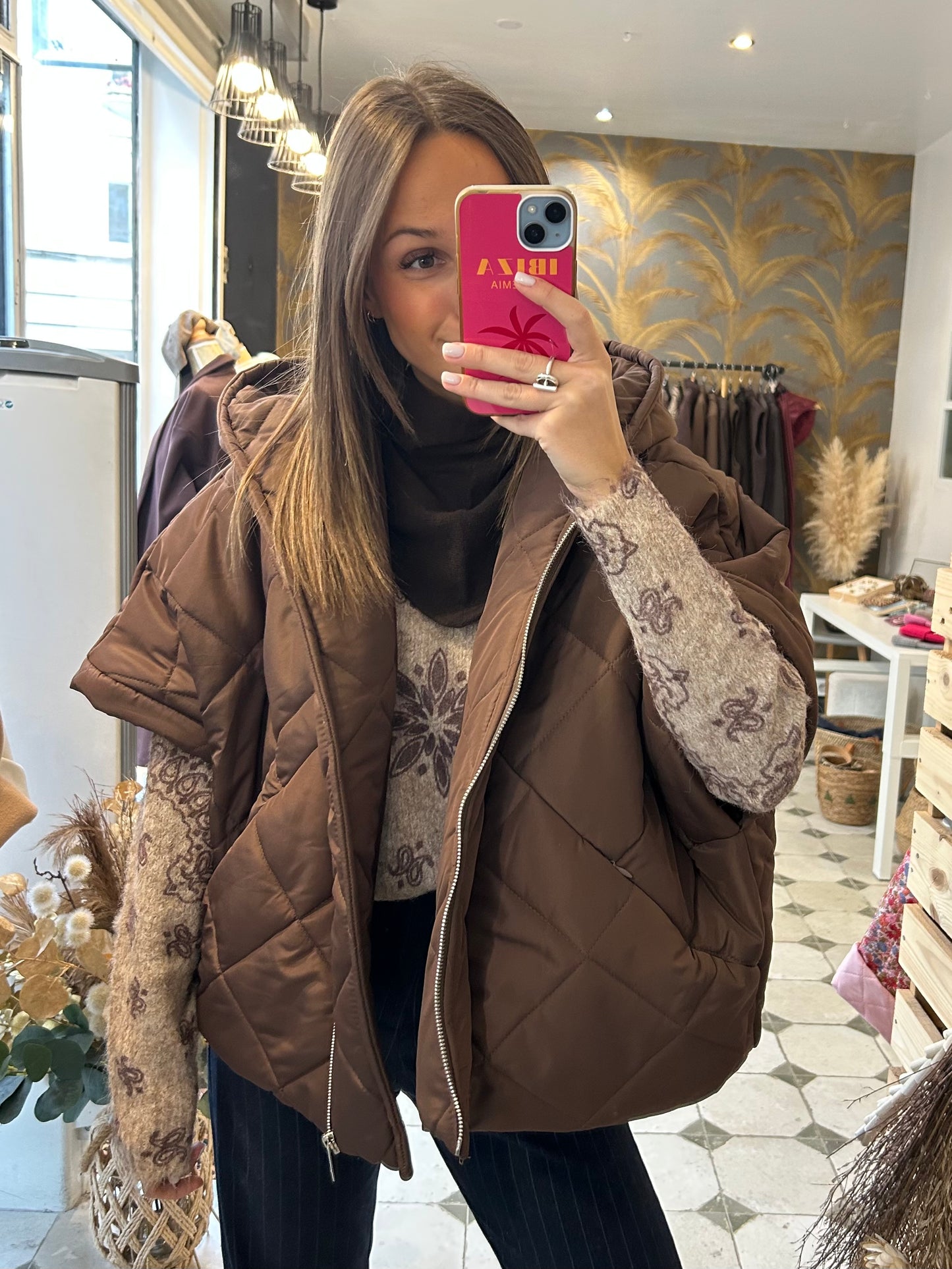 Doudoune cape chocolat - Johanna Paris