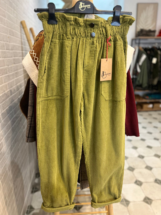 Pantalon en velours vert olive - Johanna Paris