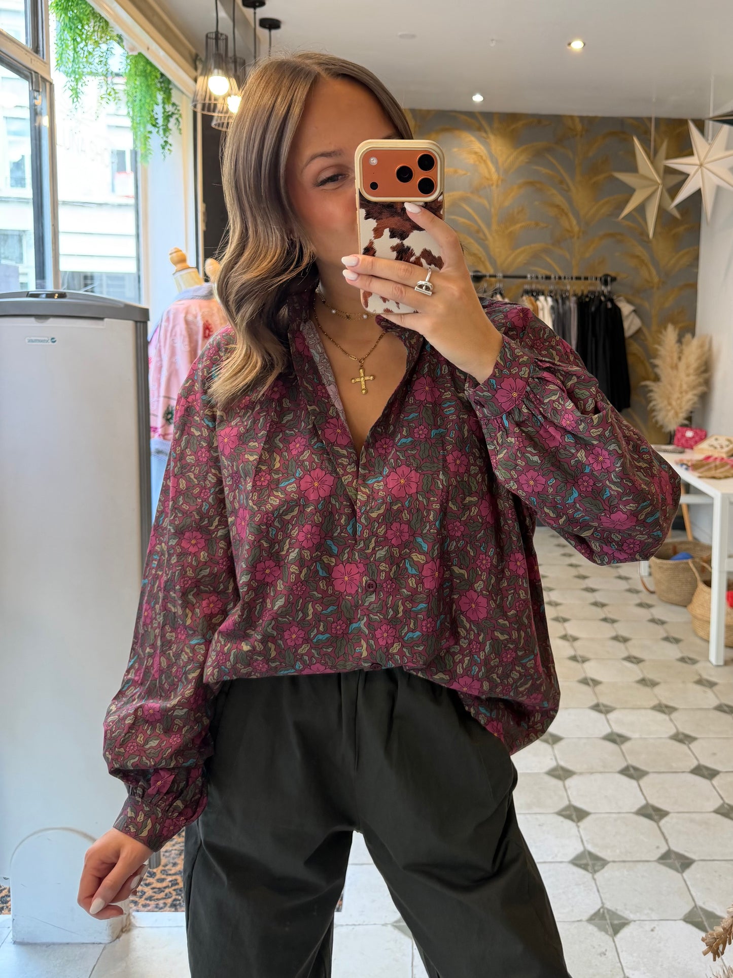 Blouse Flowers prune - Johanna Paris