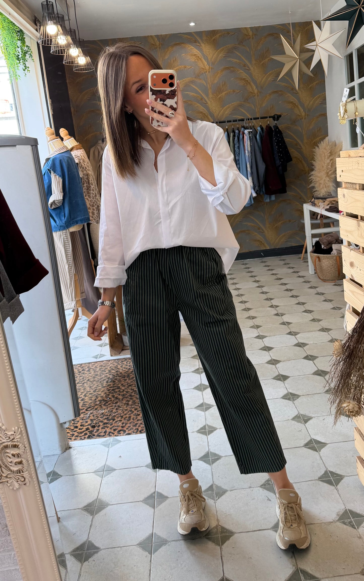 Pantalon magique rayé vert  - Johanna Paris