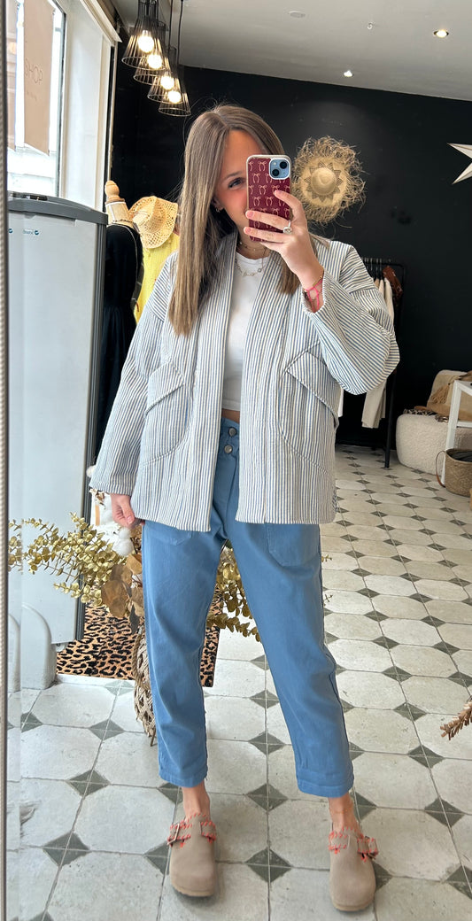 Pantalon en Toile bleu - Johanna Paris