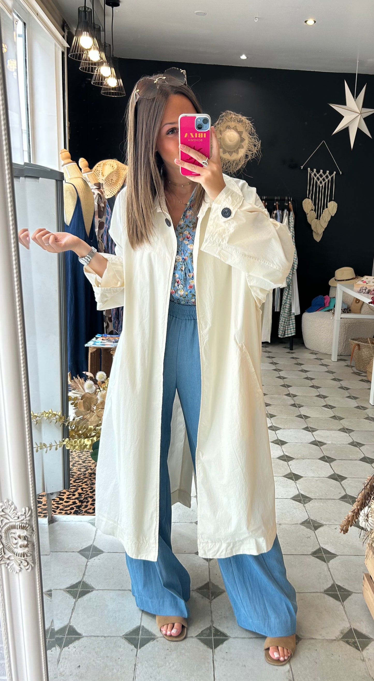 Caban fin bleu écru - Johanna Paris