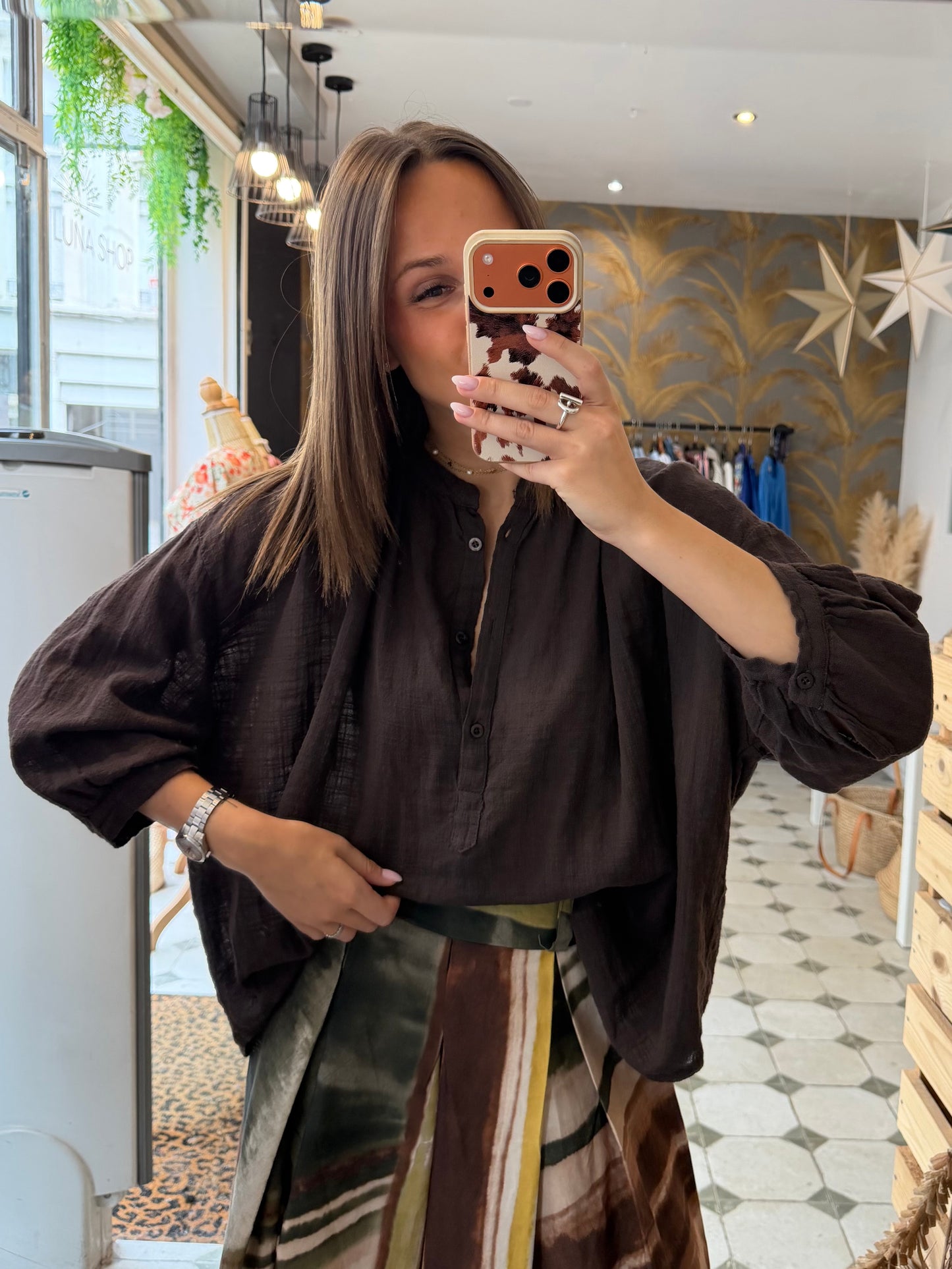 Chemise Ava en Garza chocolat - Johanna Paris