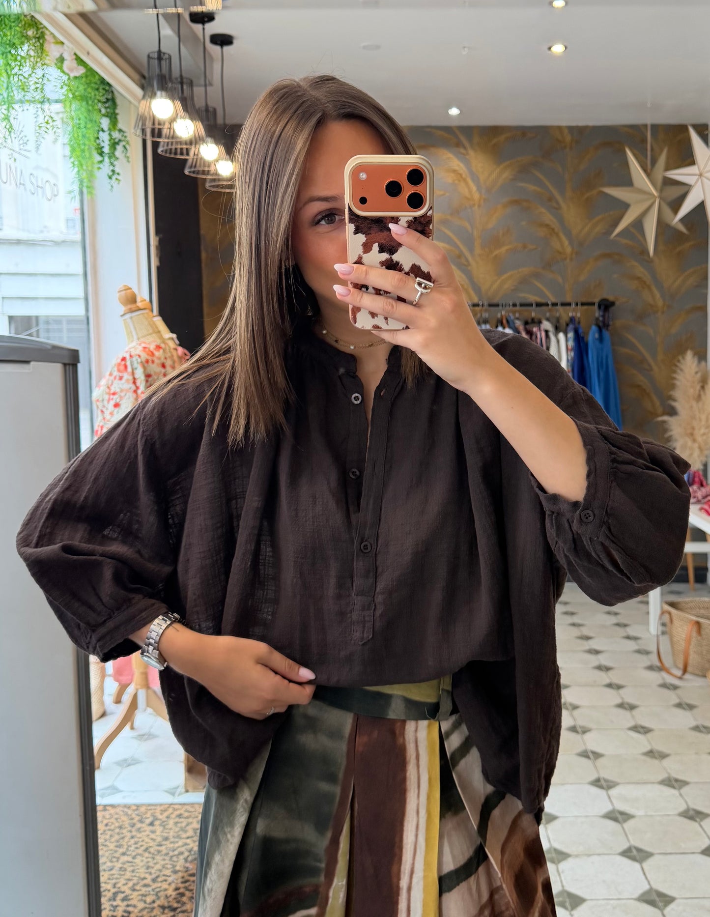 Chemise Ava en Garza chocolat - Johanna Paris