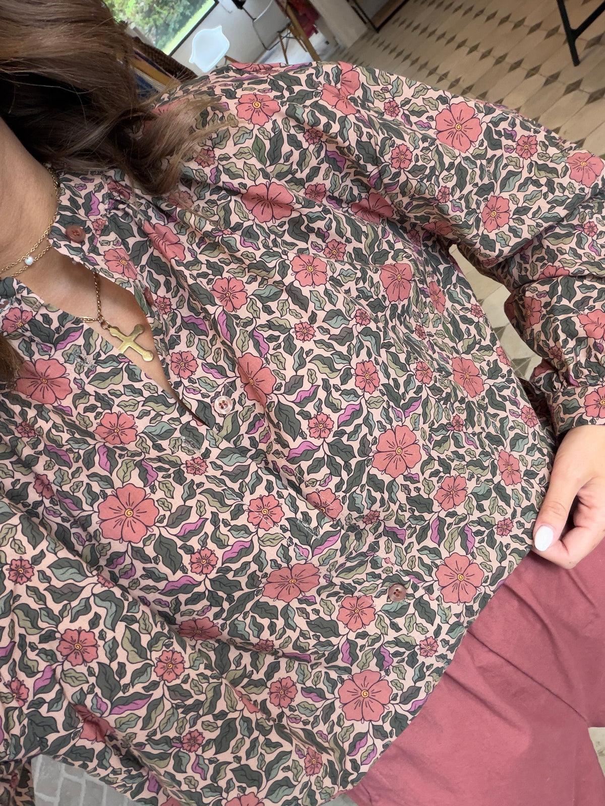 Blouse Flowers rose - Johanna Paris