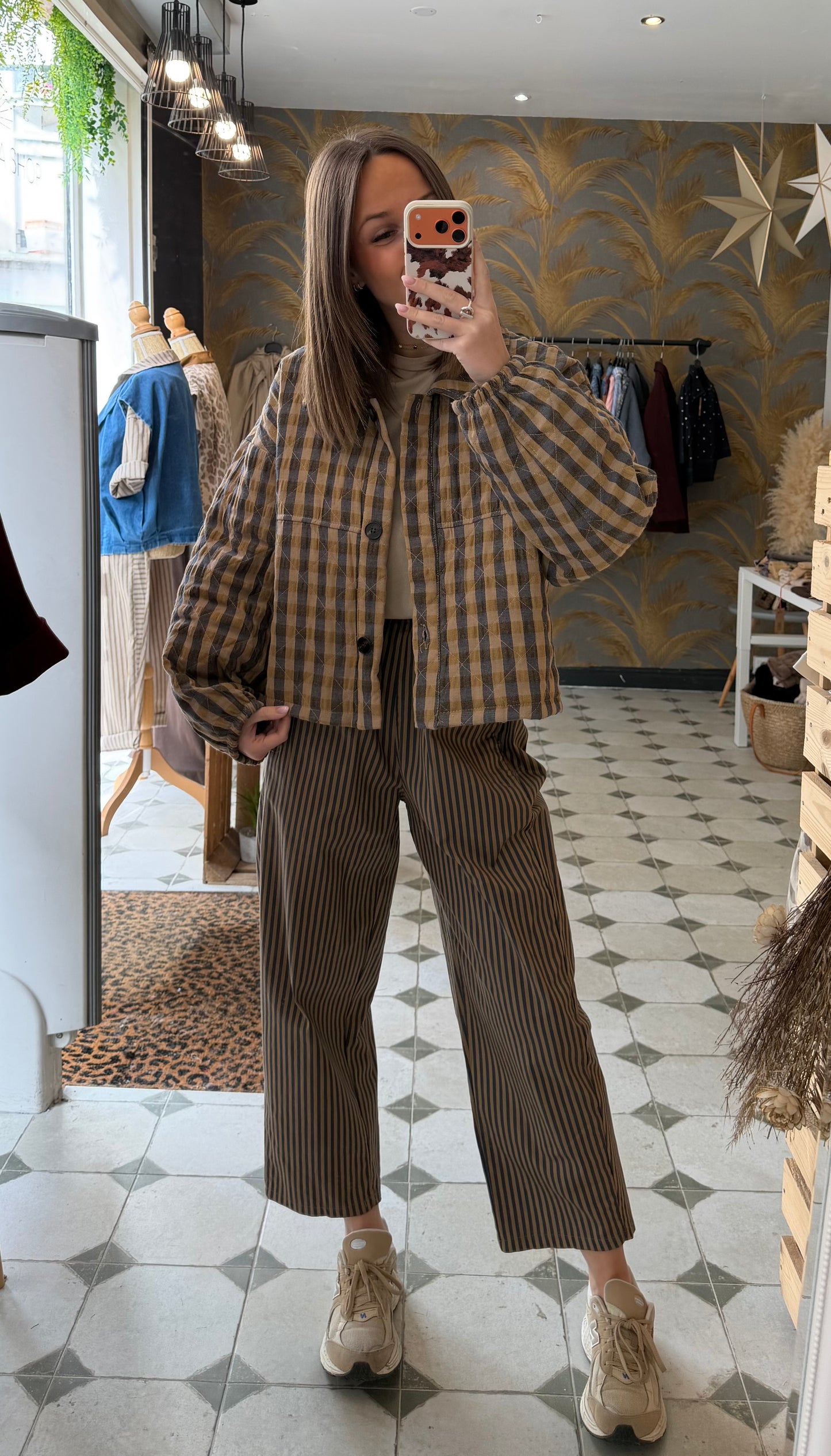 Pantalon magique rayé camel - Johanna Paris