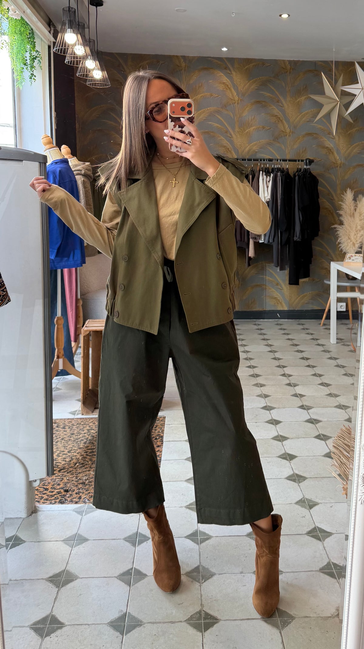 Pantalon en toile avec des liens Kaki - Johanna Paris